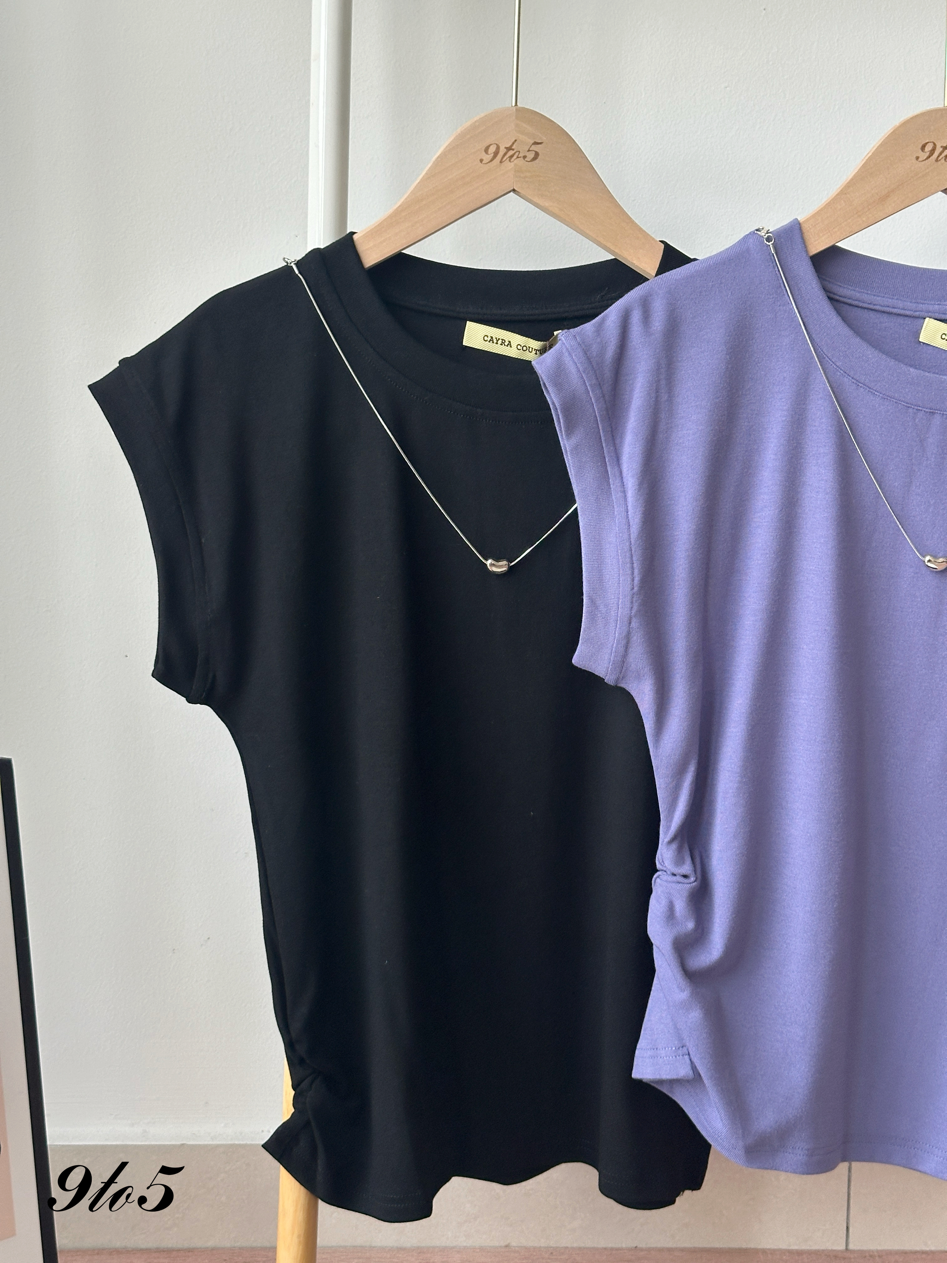 T4276 Cape Sleeve Side Ruched Top - 4 Colors 