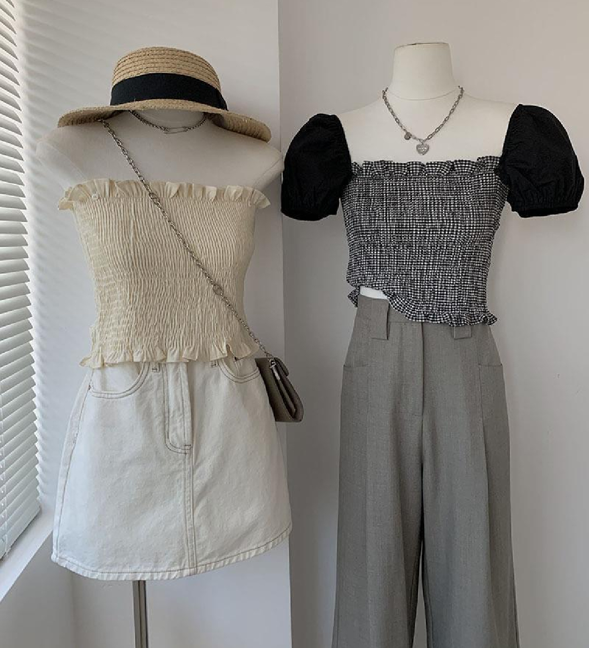 Ruffled Puff Sleeves Top 法式泡泡袖褶皱小上衣 ( 2 colour )