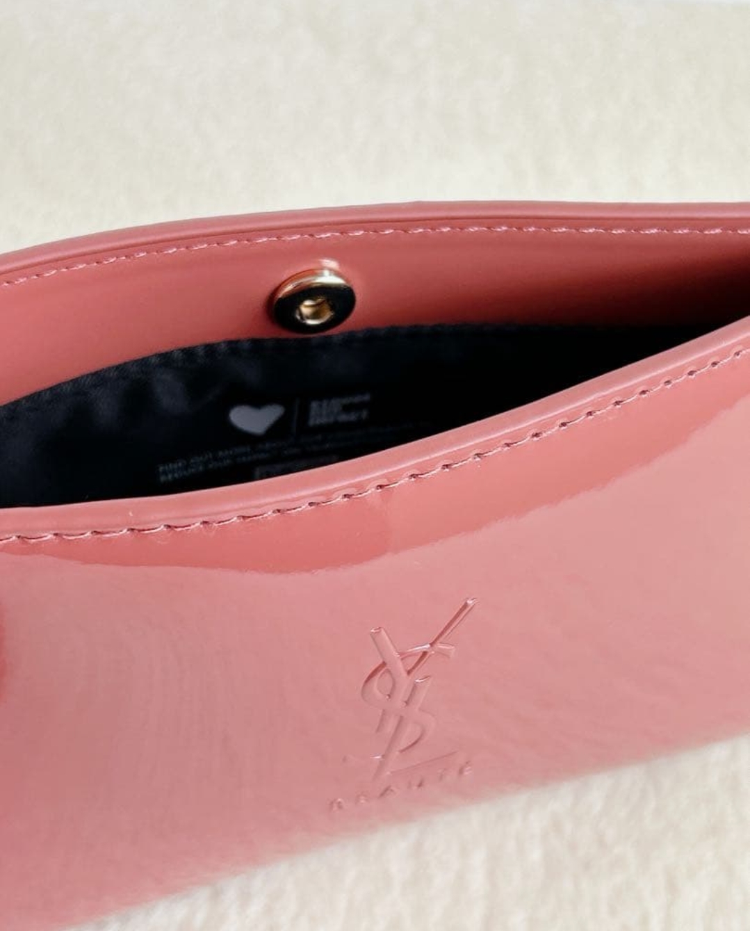 YSL 珊瑚紅 漆皮化妝包 隨身袋 冇盒裝