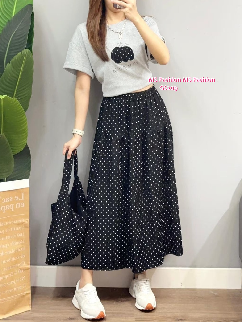 G6209 韓國🇰🇷tee+波點裙+袋仔Set