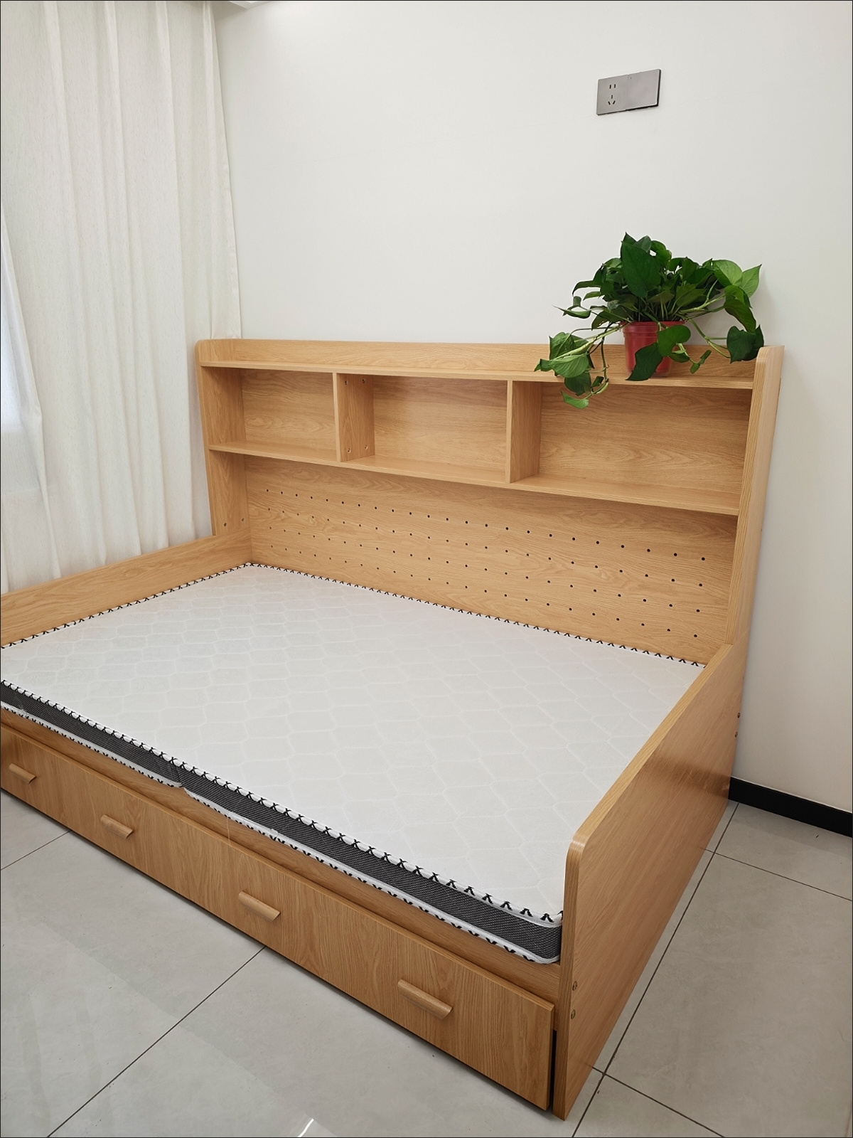 兒童床書架櫃一體多功能臥室細單位儲物現代男女孩地台單人床 bed