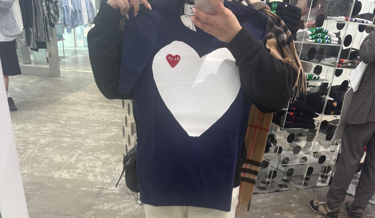 CdG 藍底白心心 Size Xxs-XXL