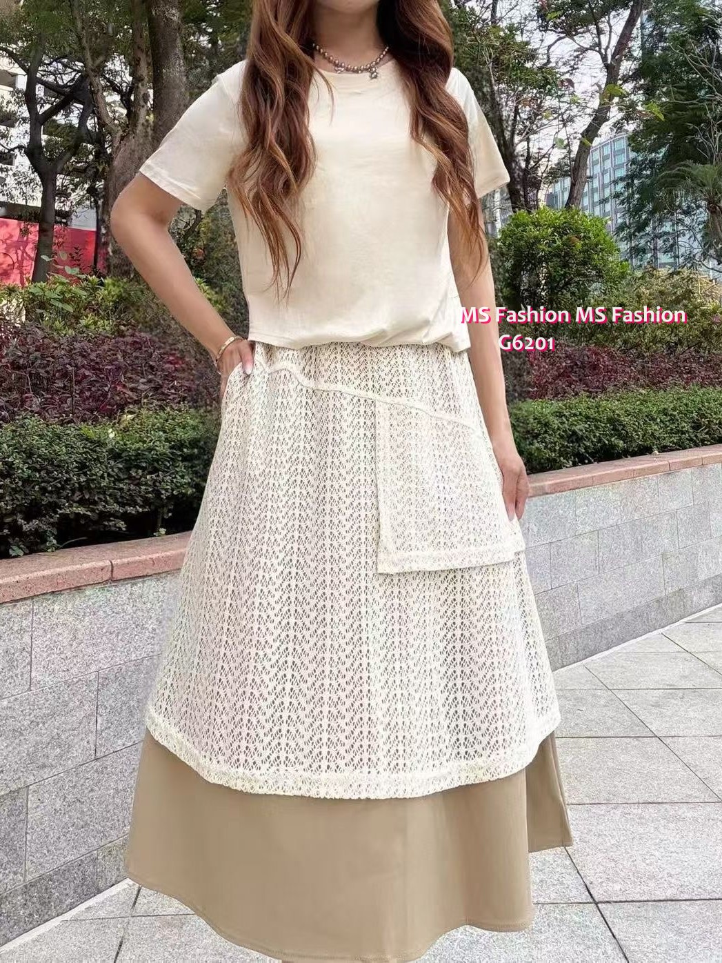 G6201 韓國🇰🇷假兩件拼布連身裙