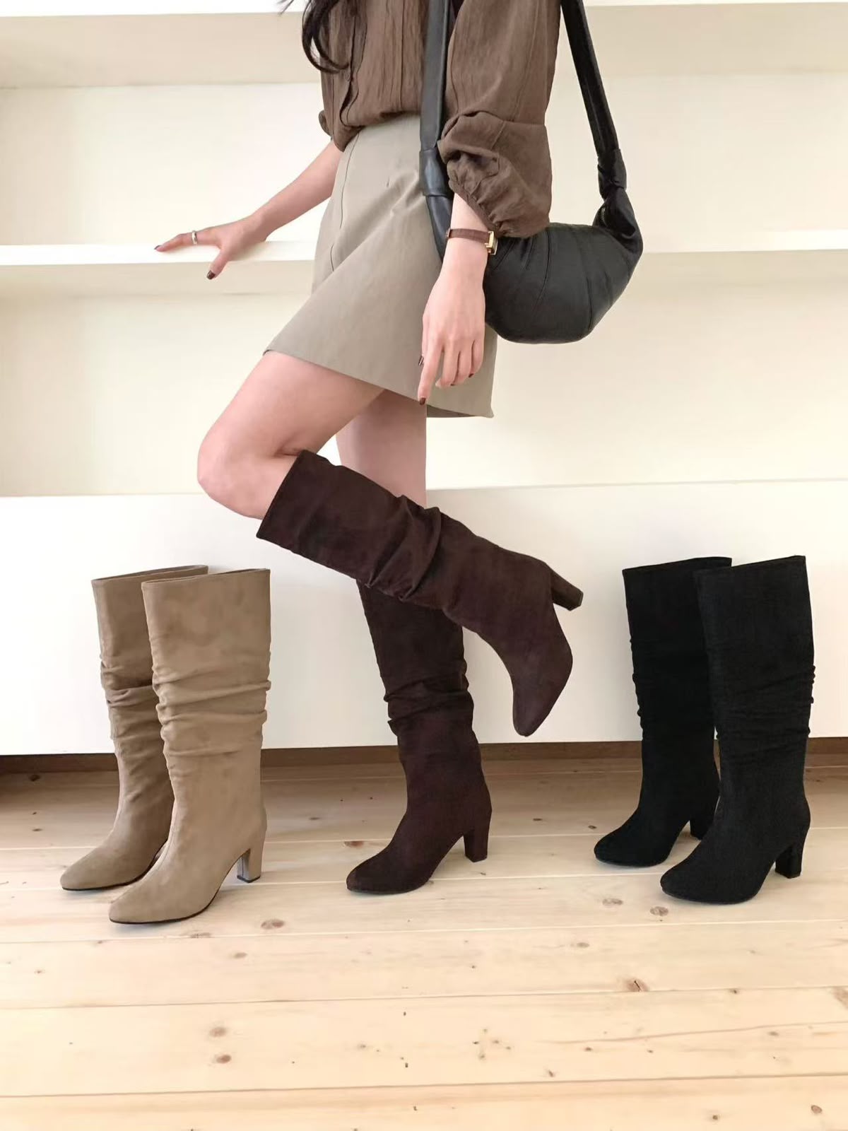 ♥︎ 韓國氣質麂皮絨堆堆 Boot (7cm踭高）