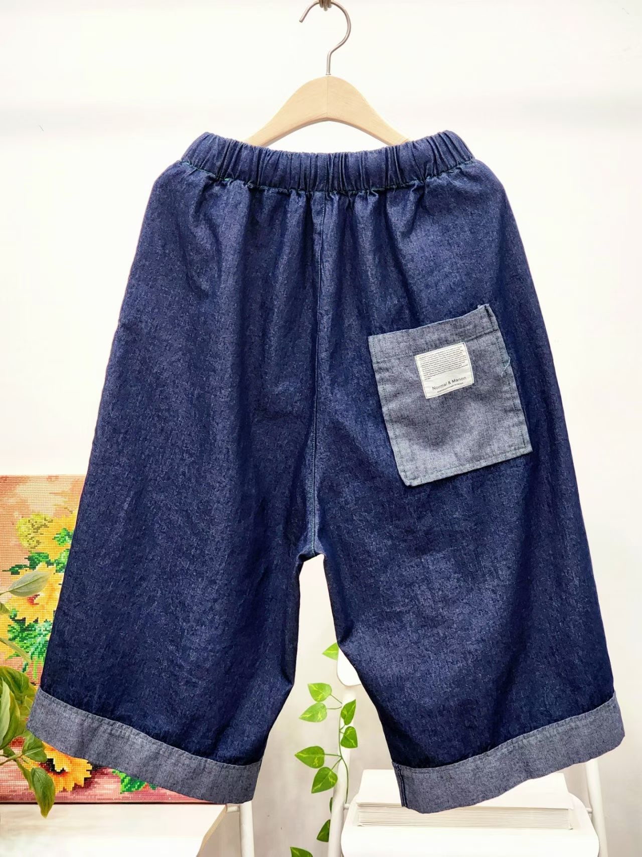 NO OS 薄7分夏日牛褲