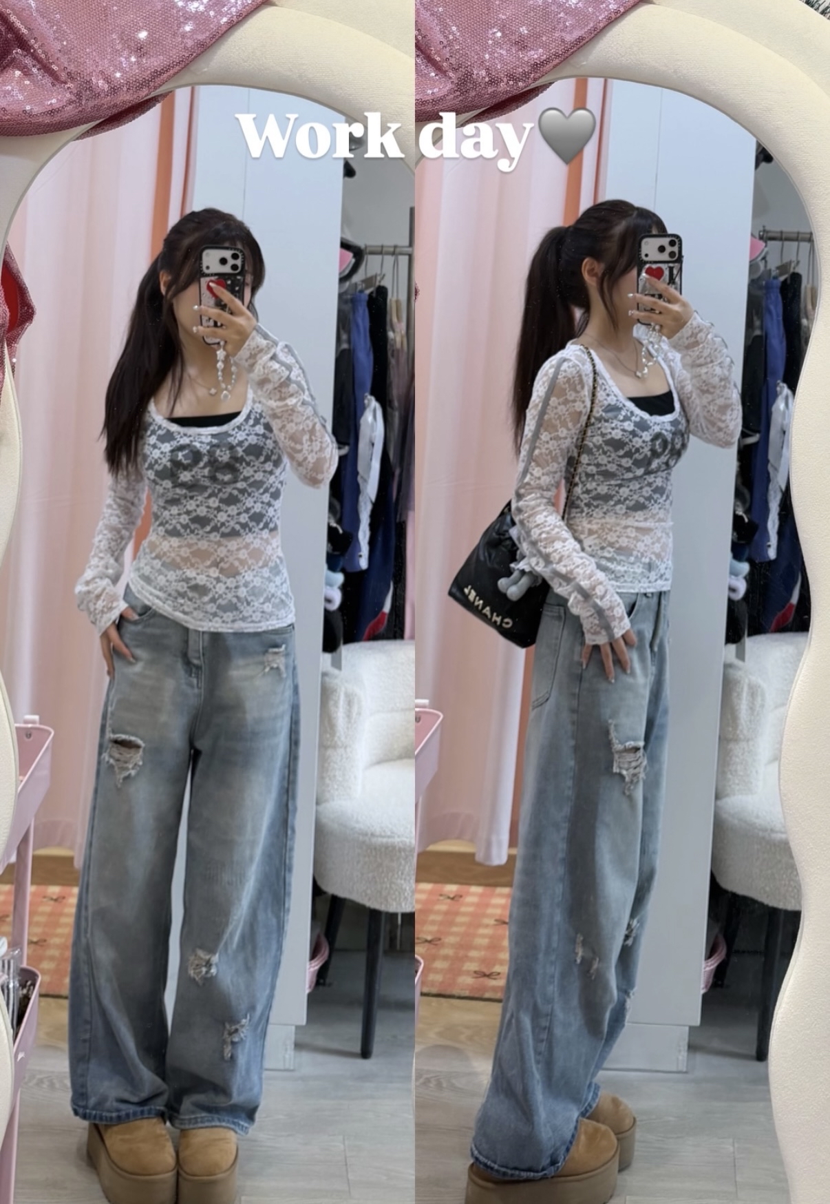 Bbk店主自留款寬鬆破洞直筒長褲