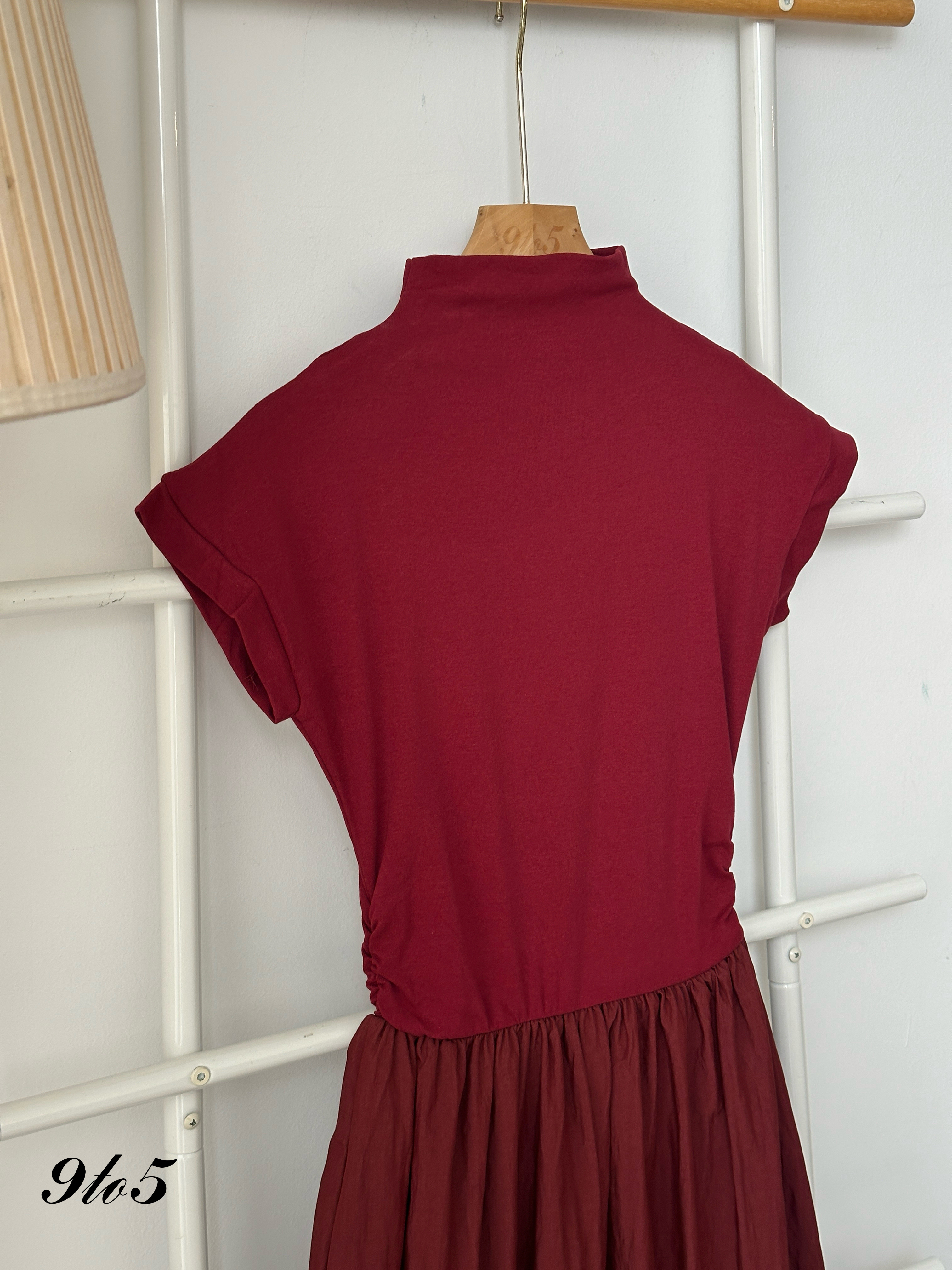 D2338 Mock Neck Dress - Red