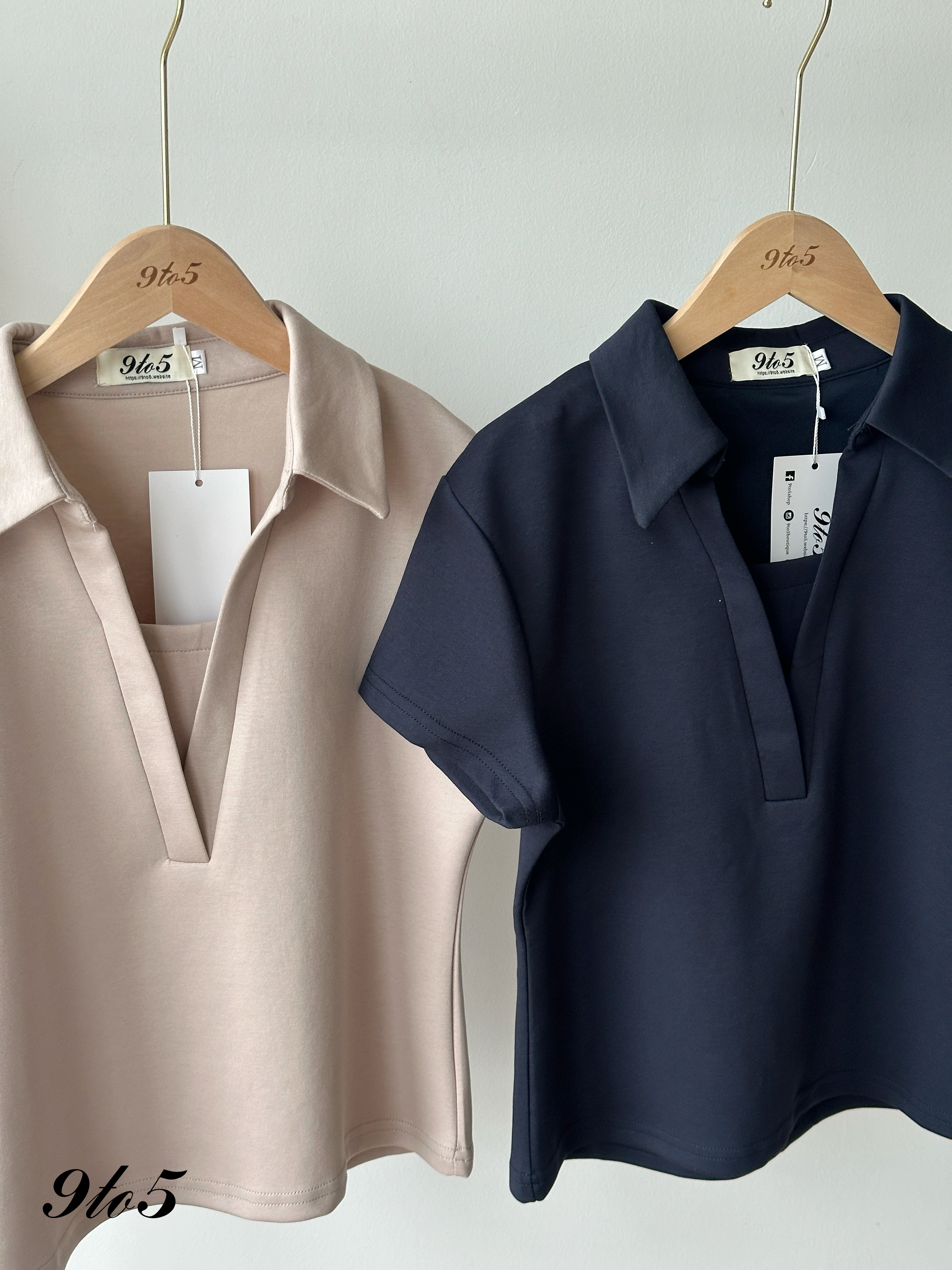 T4350 Fake Two-Pieces Polo Top - 4 Colors 