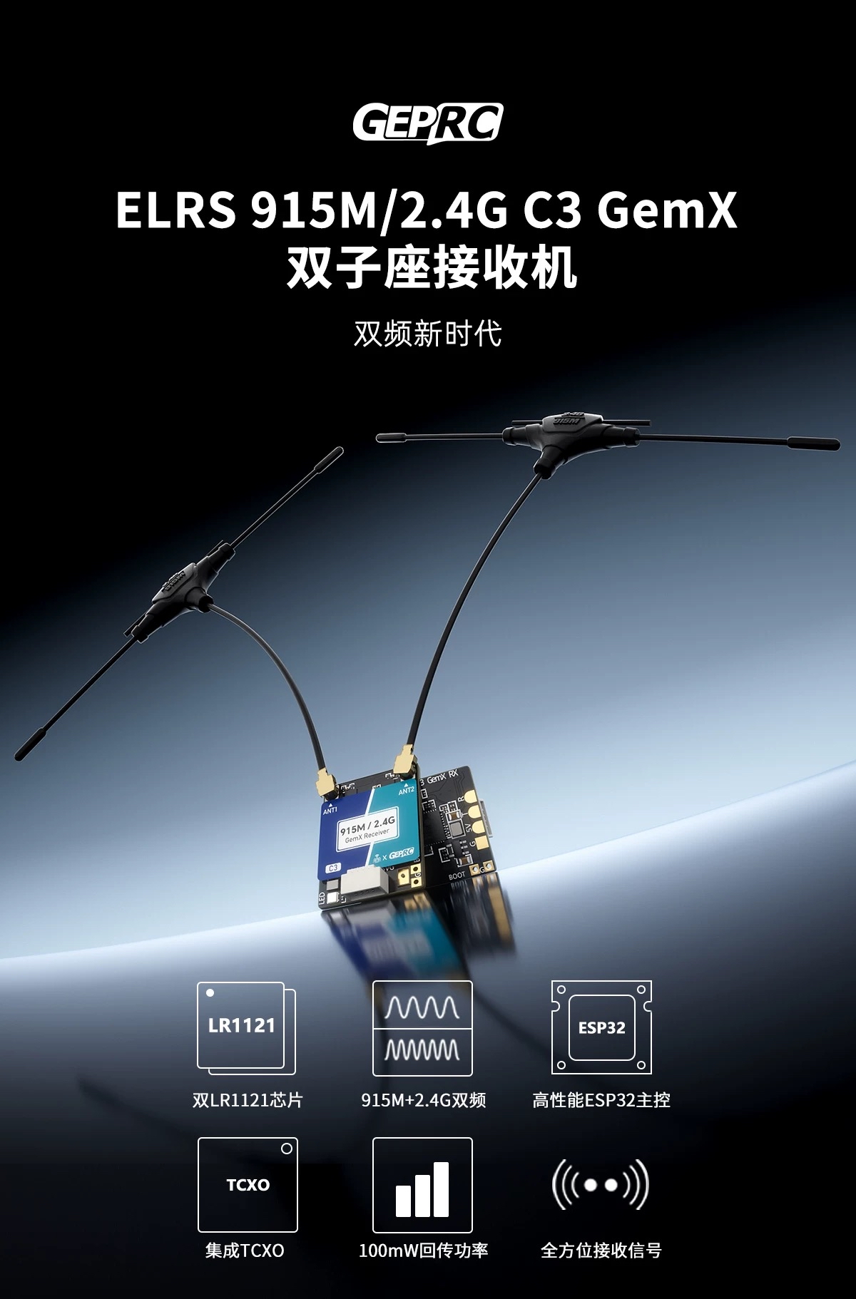 GEPRC ELRS 915M/2.4G C3 GemX FPV RX 