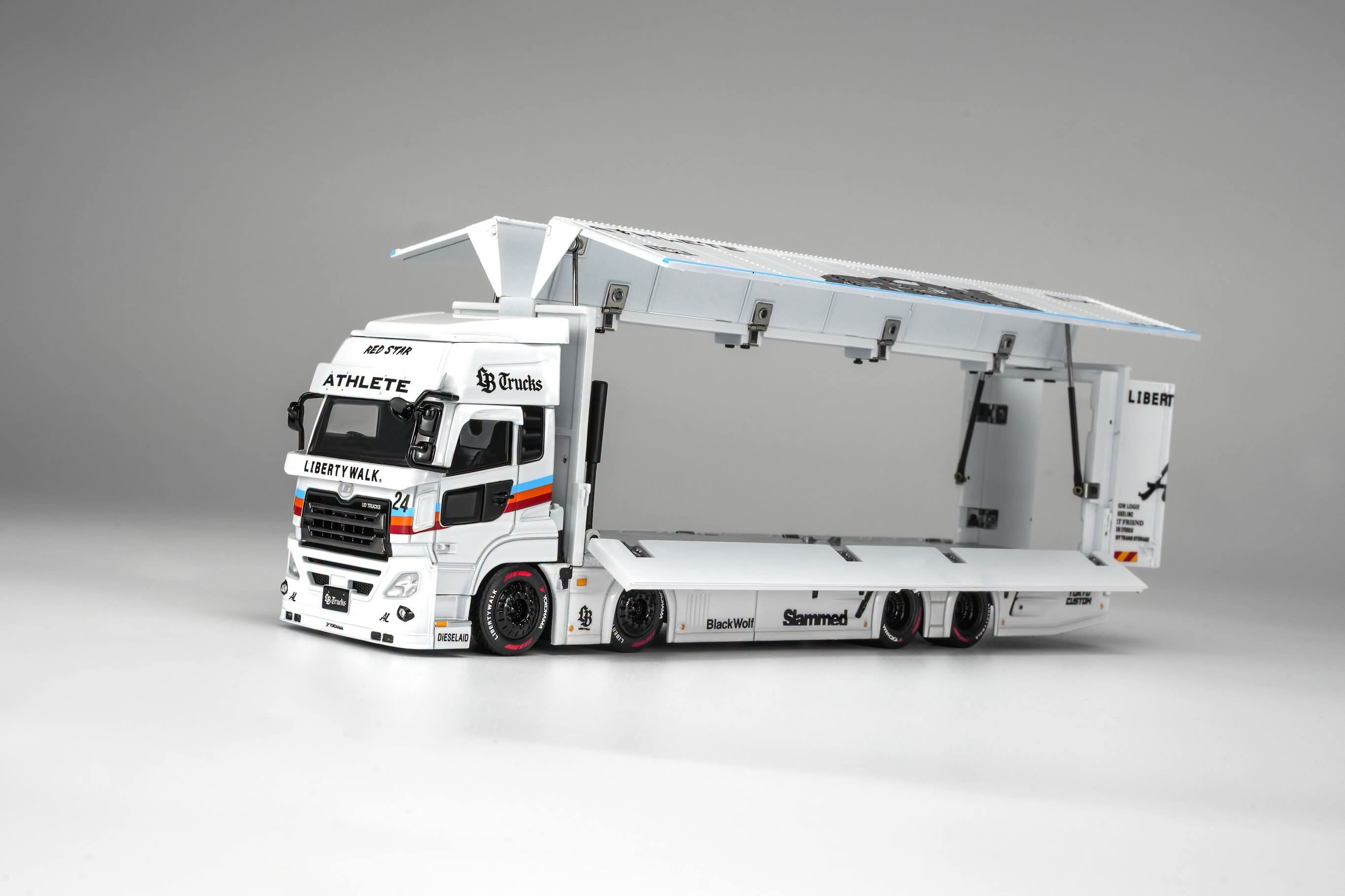 (預訂 Pre Order) MOTORHELIX (M61252) LB TRUCKS UD QUON CARGO ATHLETE WHITE LIMITED EDITION 2999PCS