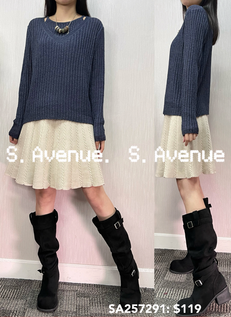 SA257291: 長袖假兩件入膊吊帶線top