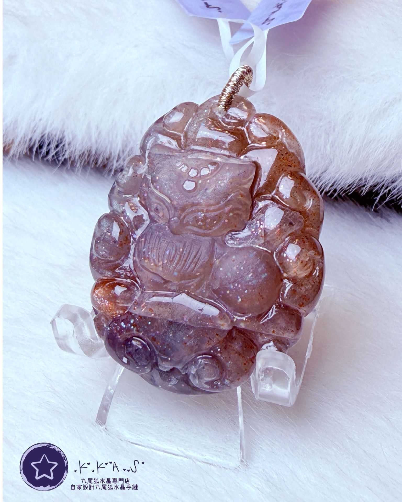 K00174 特價黑金骨幹 公主狐 - 吊墜/手牌兩用款