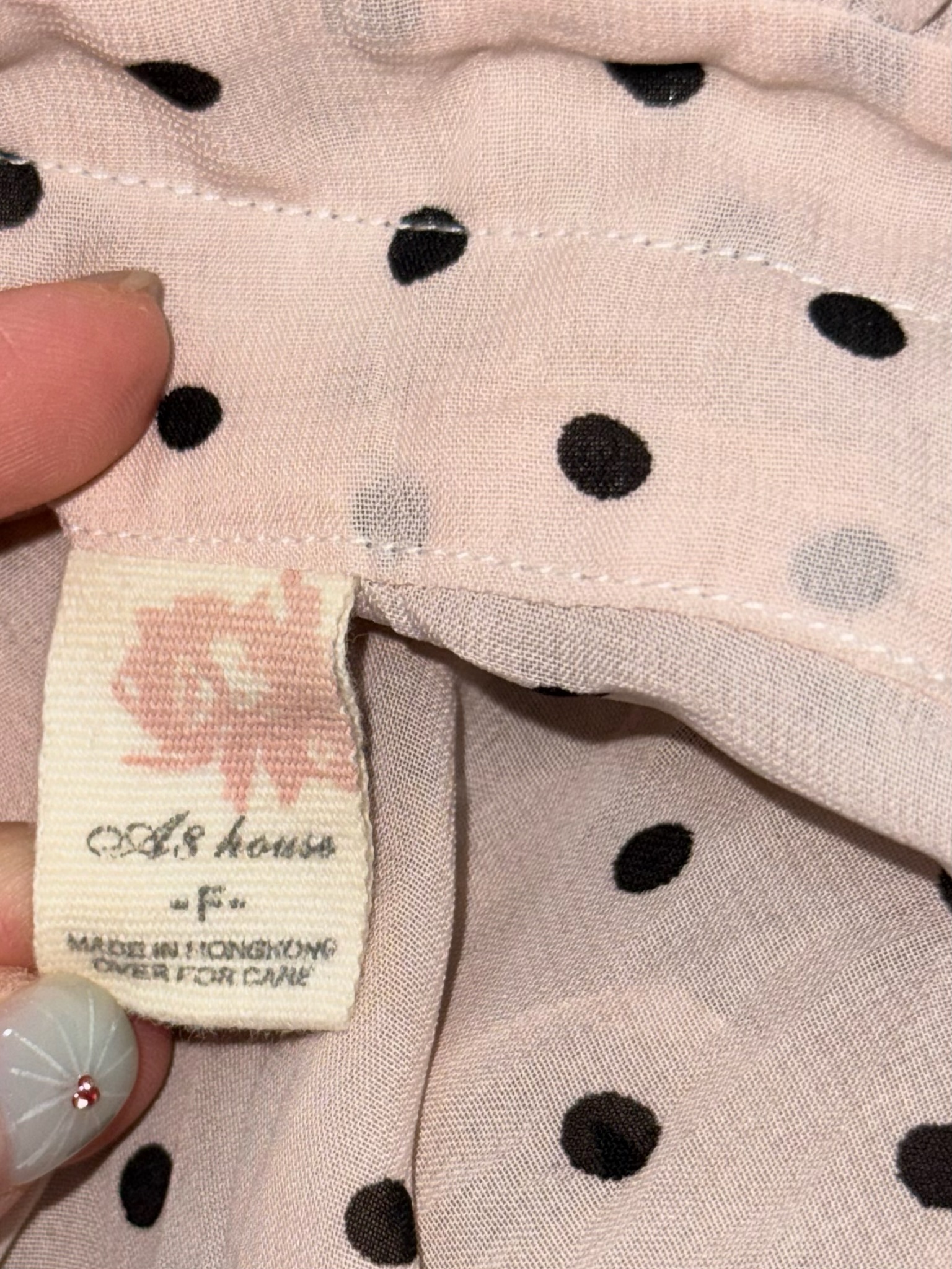 Pink Polka Dot Ruffle High Neck Blouse