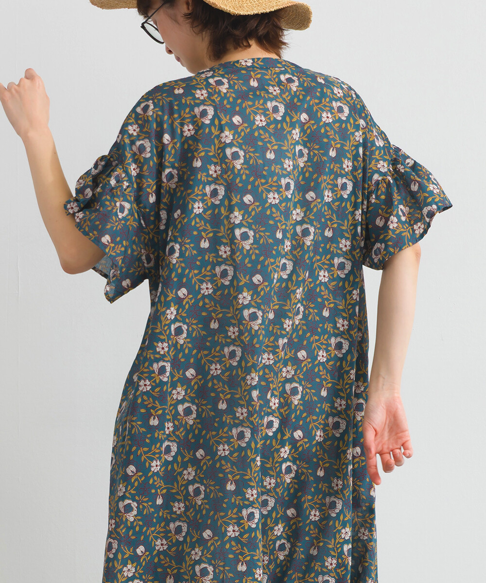 LP - 印度棉復古花卉連身裙 (藍色)