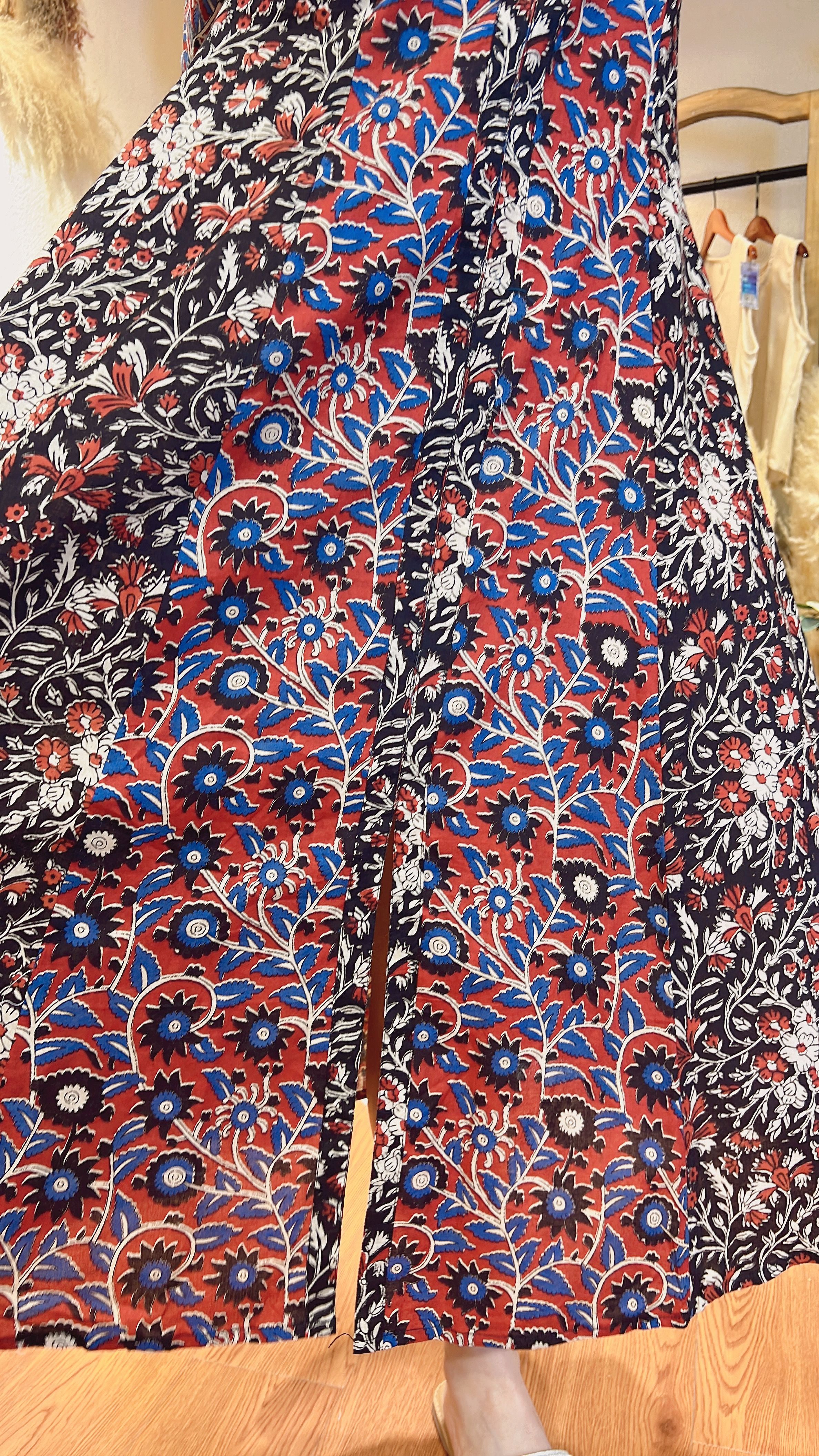 2036 Red x Black Twin-Colour Patchwork Block Print OP  45"