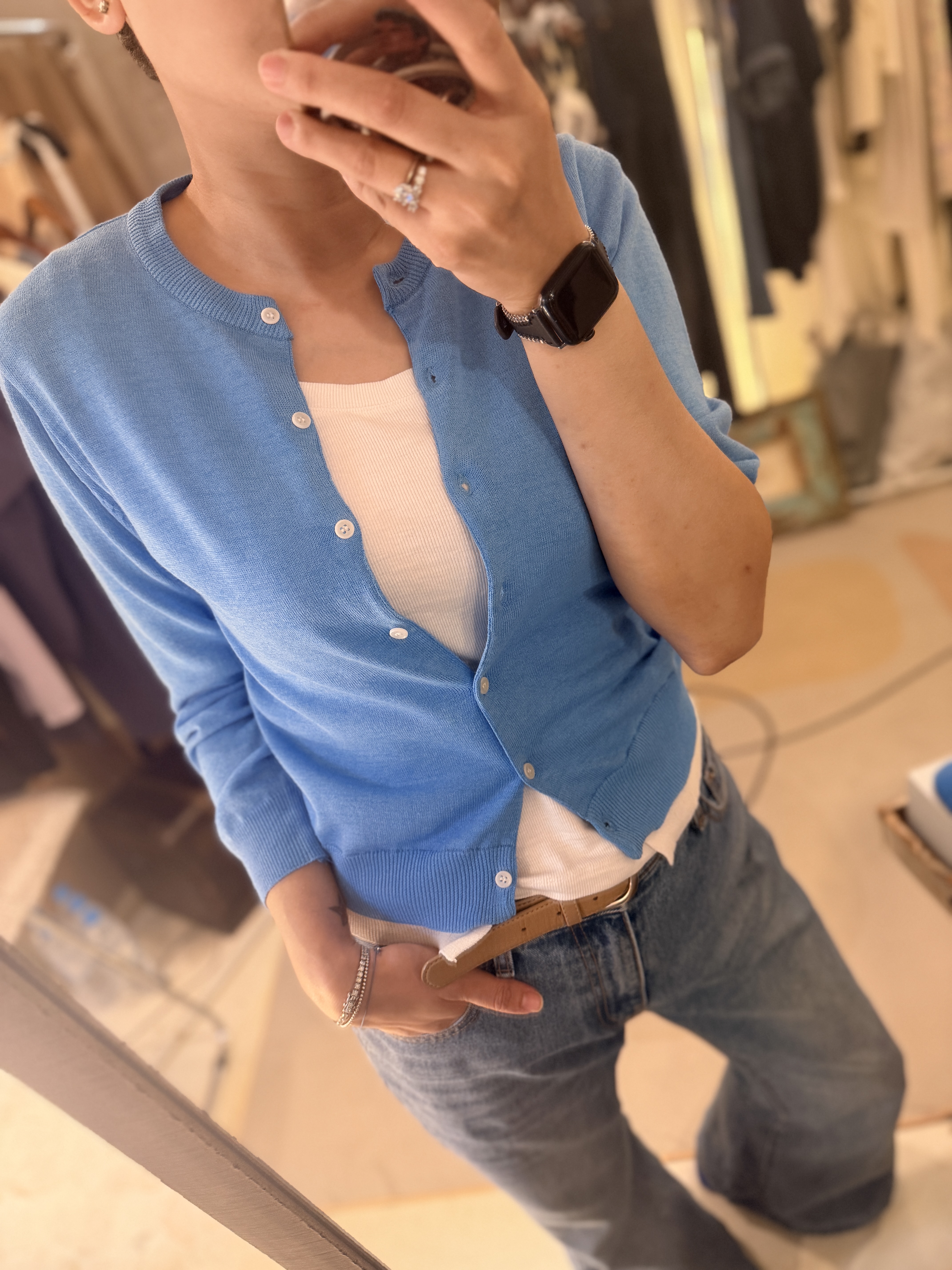Fake layer knit cardigan 