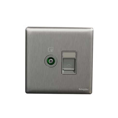 施耐德 Unica X 炫星銀 TV蘇+CAT3電話插座