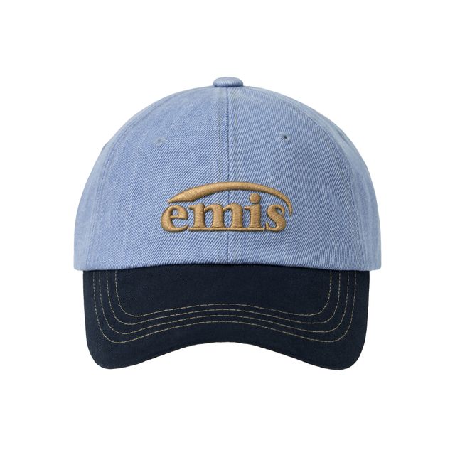 Emis WASHED DENIM BALL CAP-LIGHT BLUE DENIM/NAVY | KAZUE