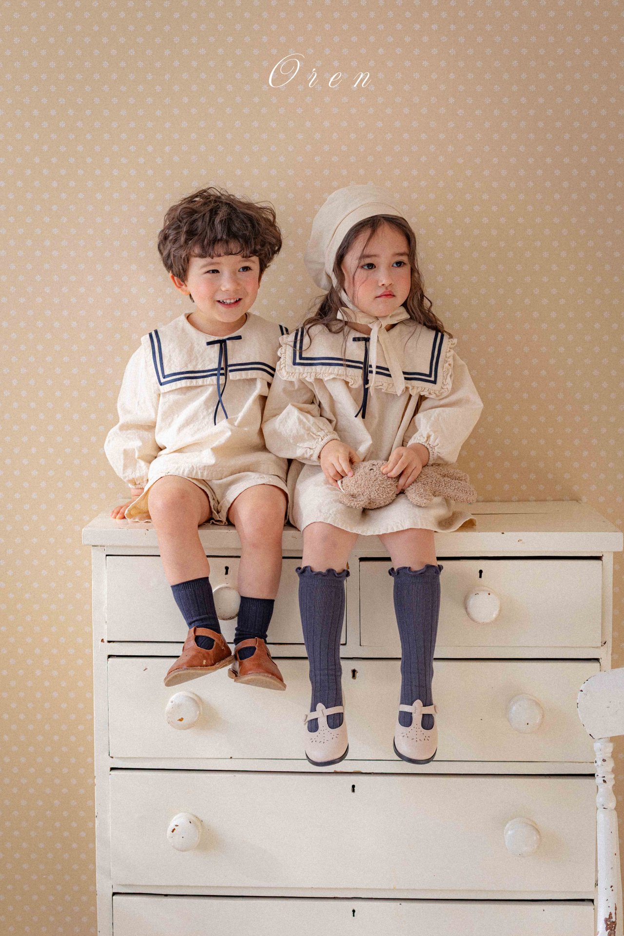 水手風 Jumpsuit / 連身裙 / 套裝 / 帽