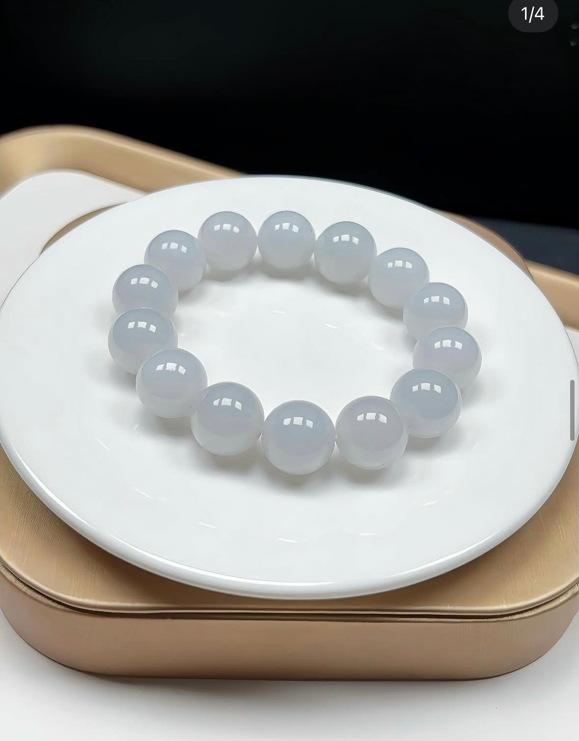 14.2mm 冰白翡翠手串