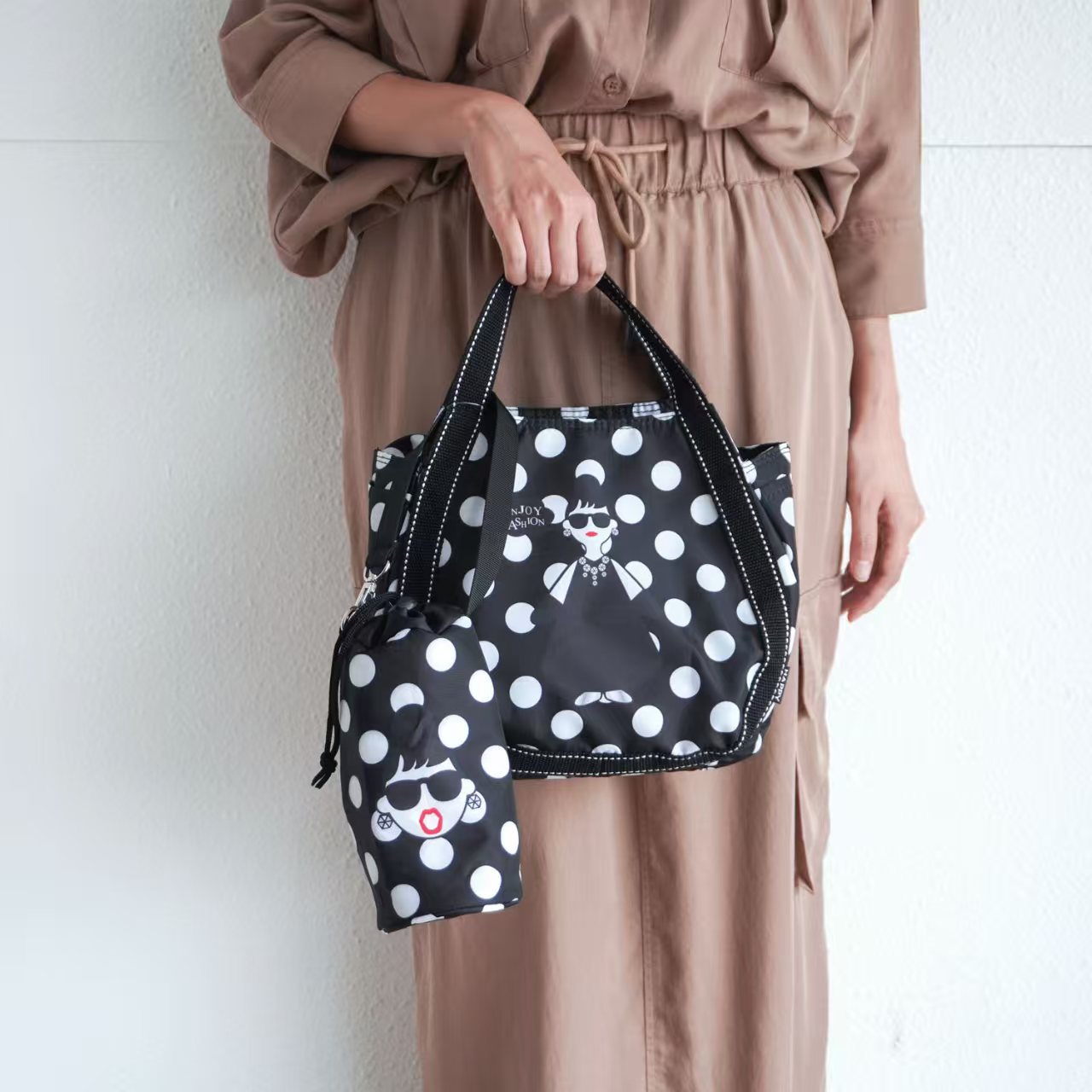 日本 HAPPY FACE Lady Emma 保溫保冷袋 + 水壺袋套裝｜午餐袋・購物袋