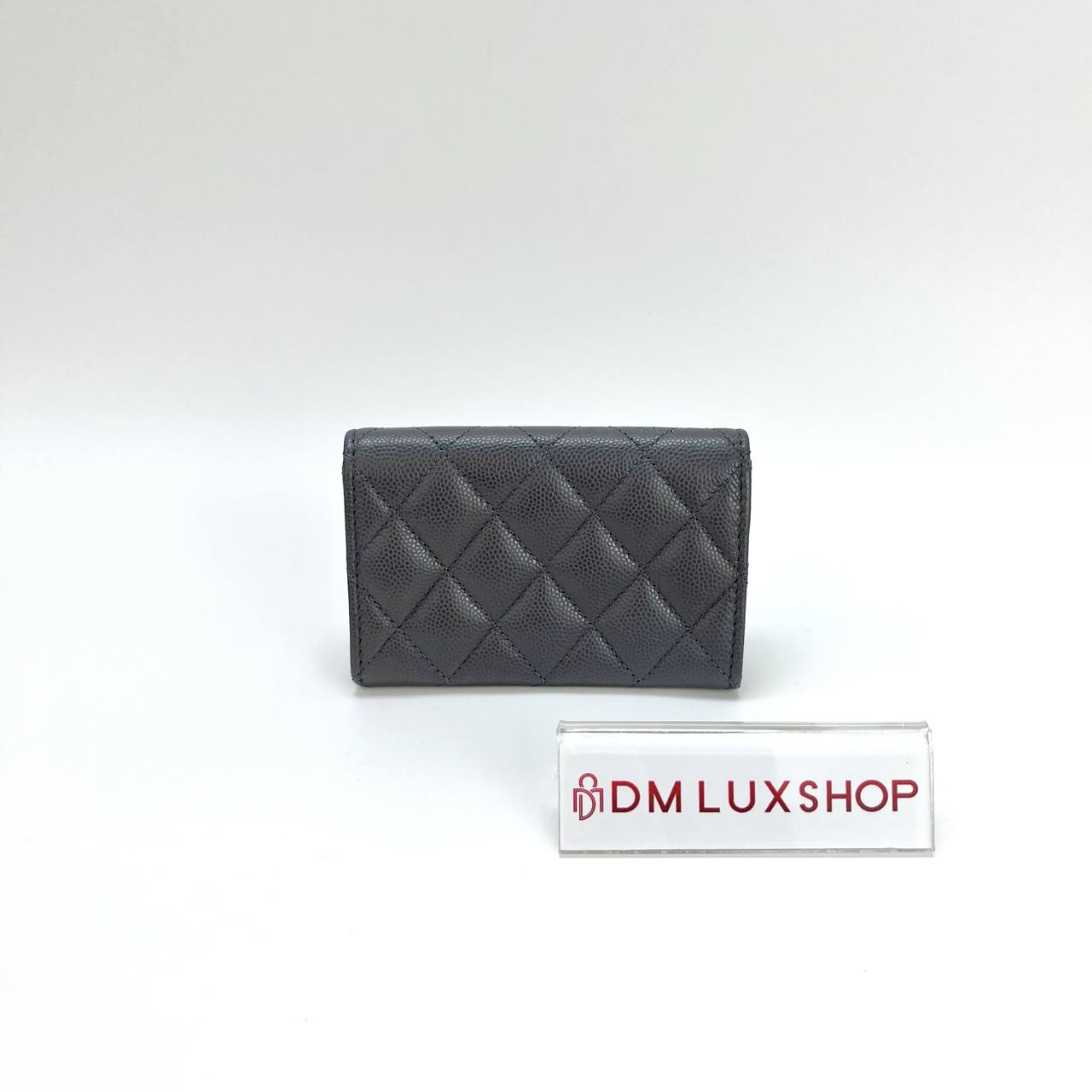 Chanel Grey Caviar Flap Card Case SHW (Microchip)