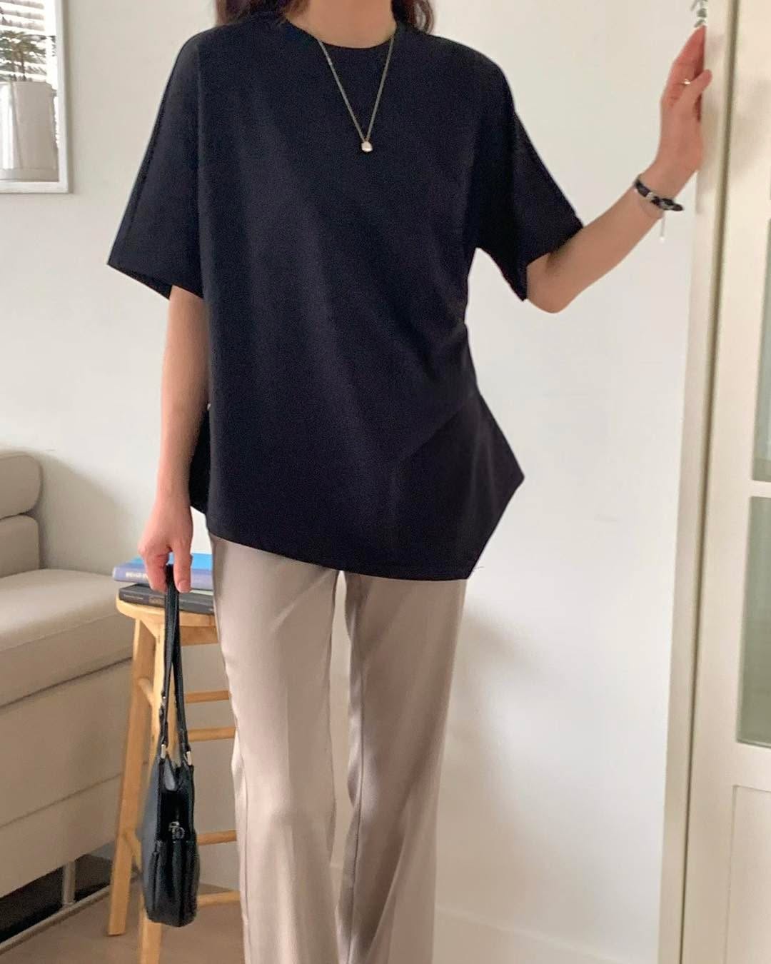 側邊抓褶 Tee 