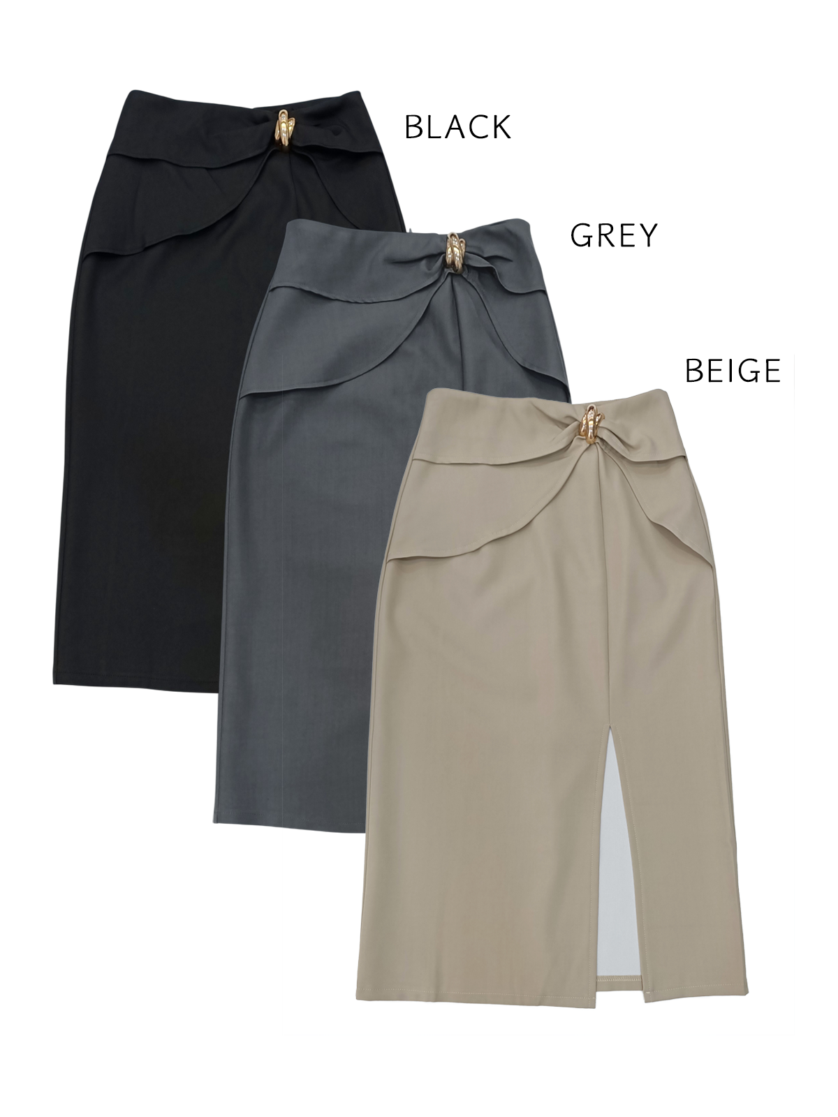 Elegant Drape Slit Midi Skirt M207