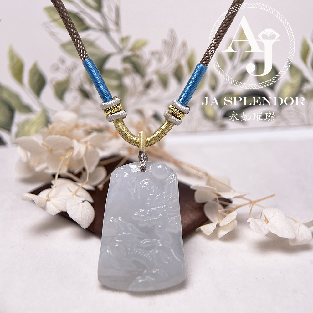 JN-916 天然翡翠A玉 老料膠潤旺丁旺財山水牌吊墜