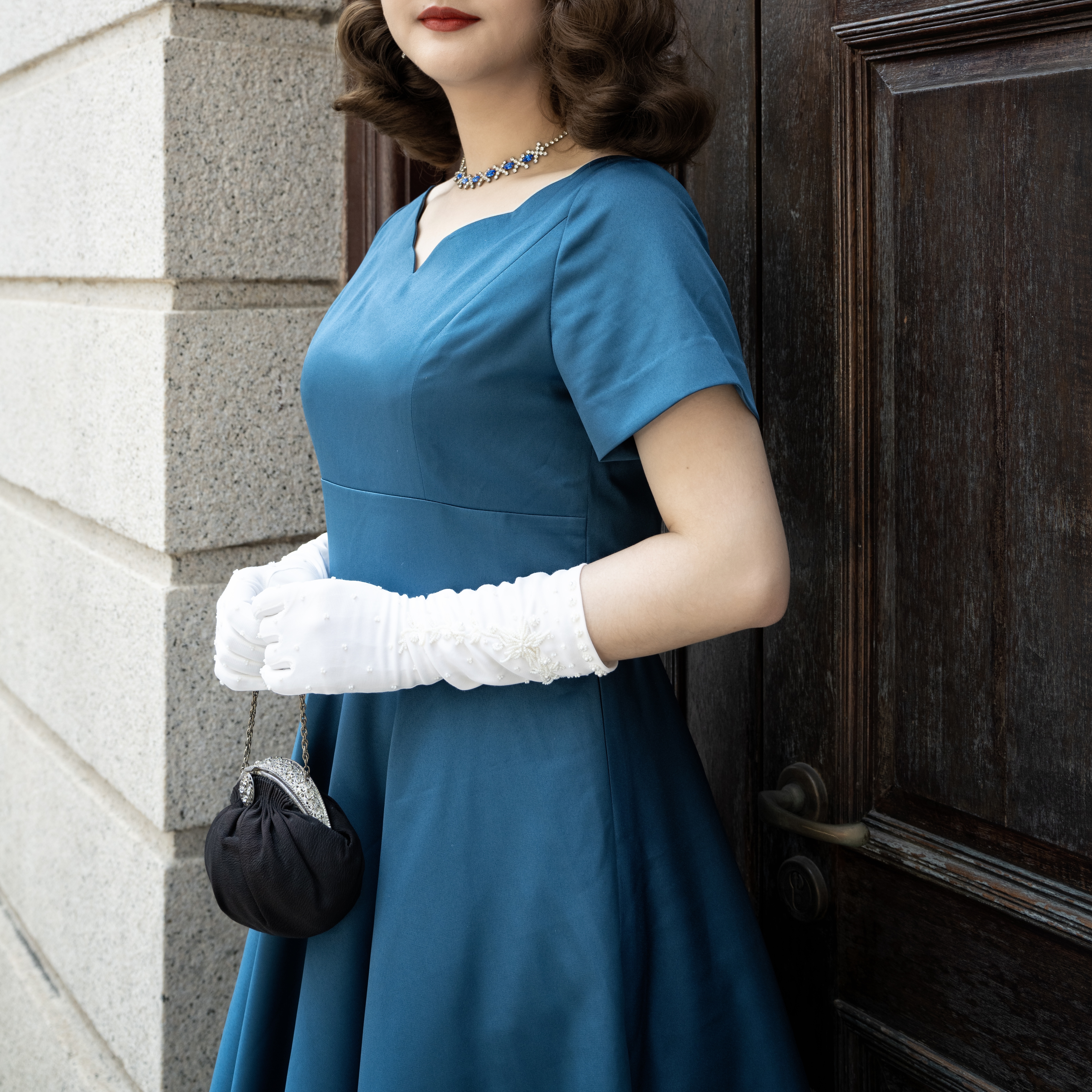 (Ready/Custom-Made) Heirloom Series Scallop Edge Swing Cocktail Dress - Peacock Blue (FM170)