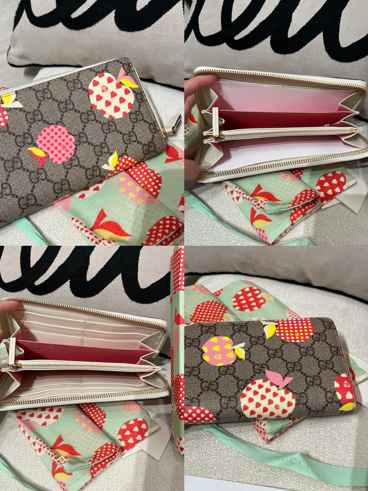 全新 Gucci Long Wallet 663924 Apple Print GG Supreme Beige 100%Authentic, 全新未使用品 ✅dust bag ✅booklet✅box