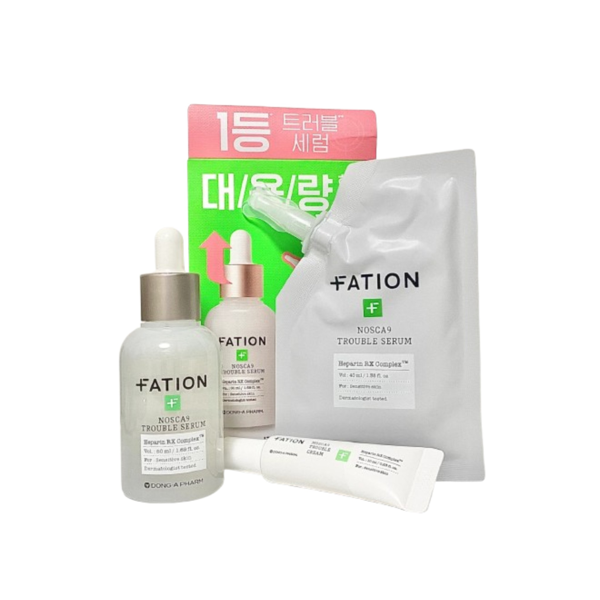 韓國東亞製藥 FATION Nosca9 Trouble Serum 專利肝素淨痘鎮靜精華 Olive young 限定套裝 