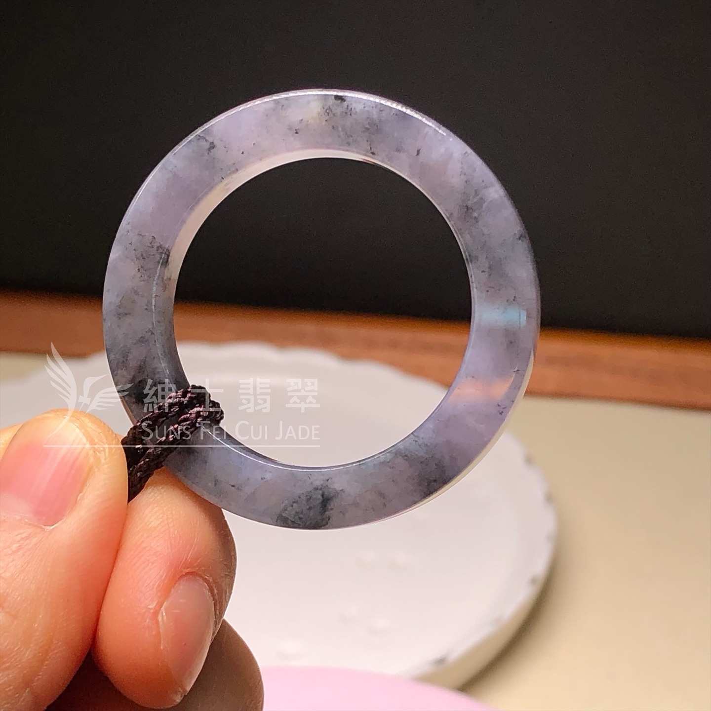 紫底烏雞山水平安環