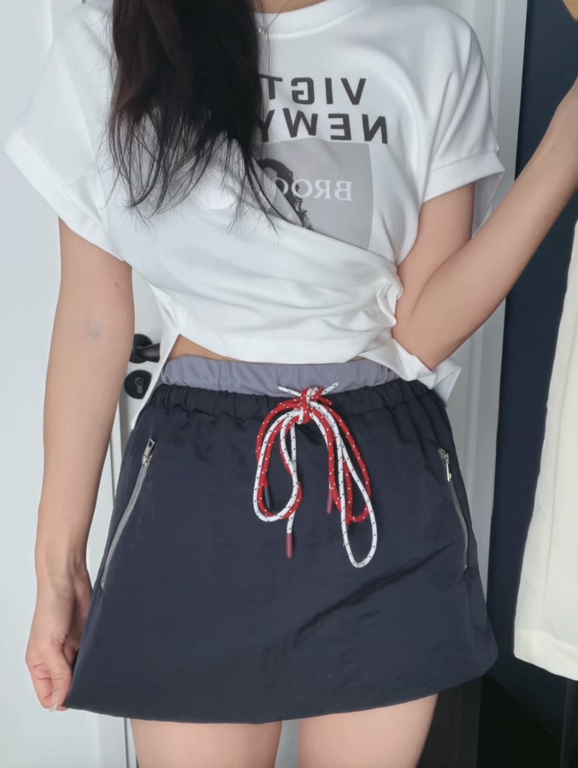 🇰🇷靚料拼色半折裙 ( 2色入）🛒