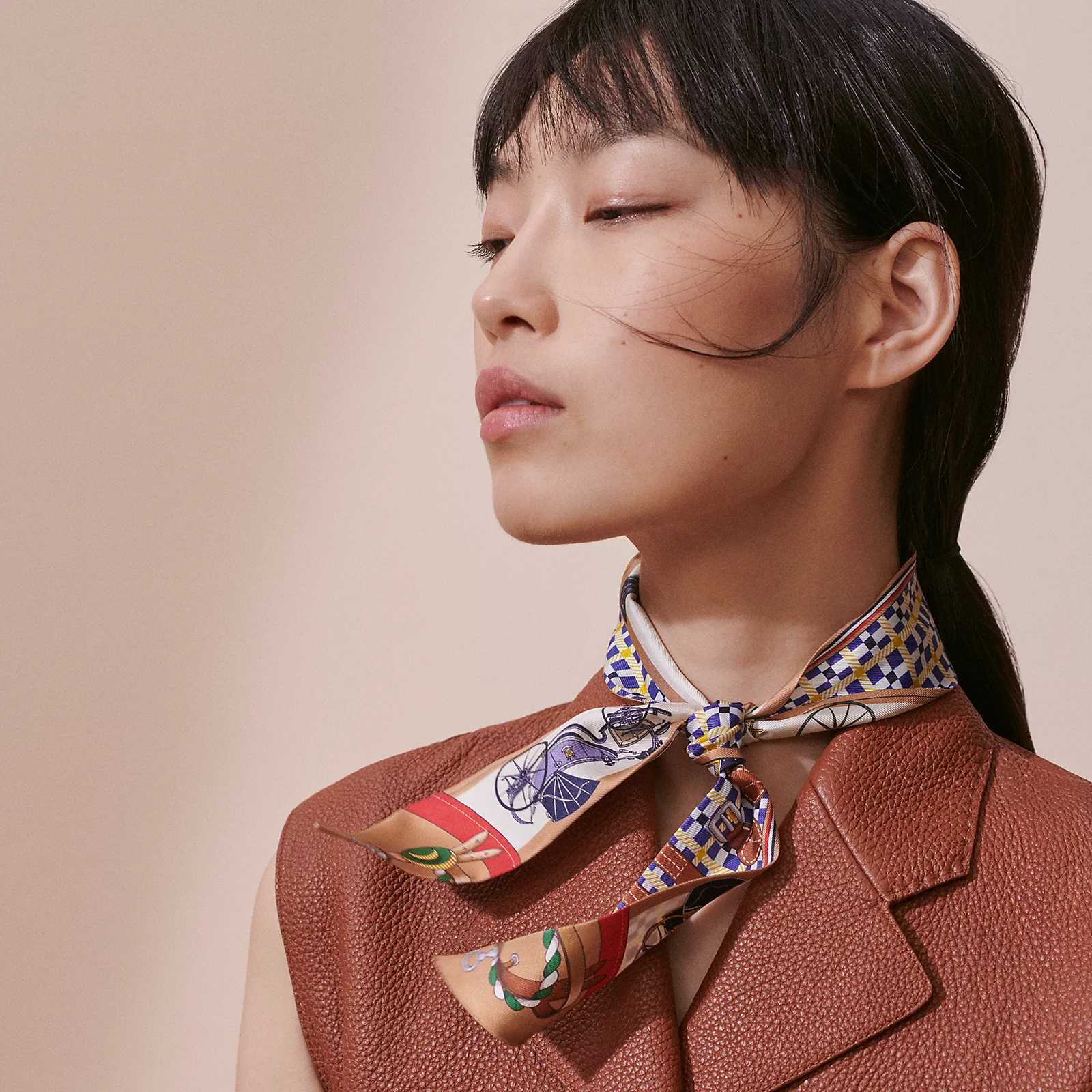 Hermès 全新🆕 100%絲 Les Voitures Nouvelle 圖案 Twilly