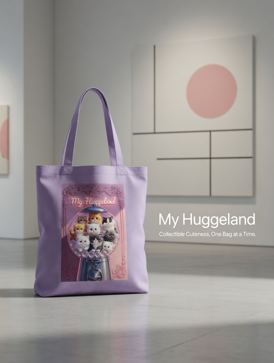 My Hyggeland-HyggeCarry輕巧粉紫色貓咪環保袋 ,輕薄可摺疊