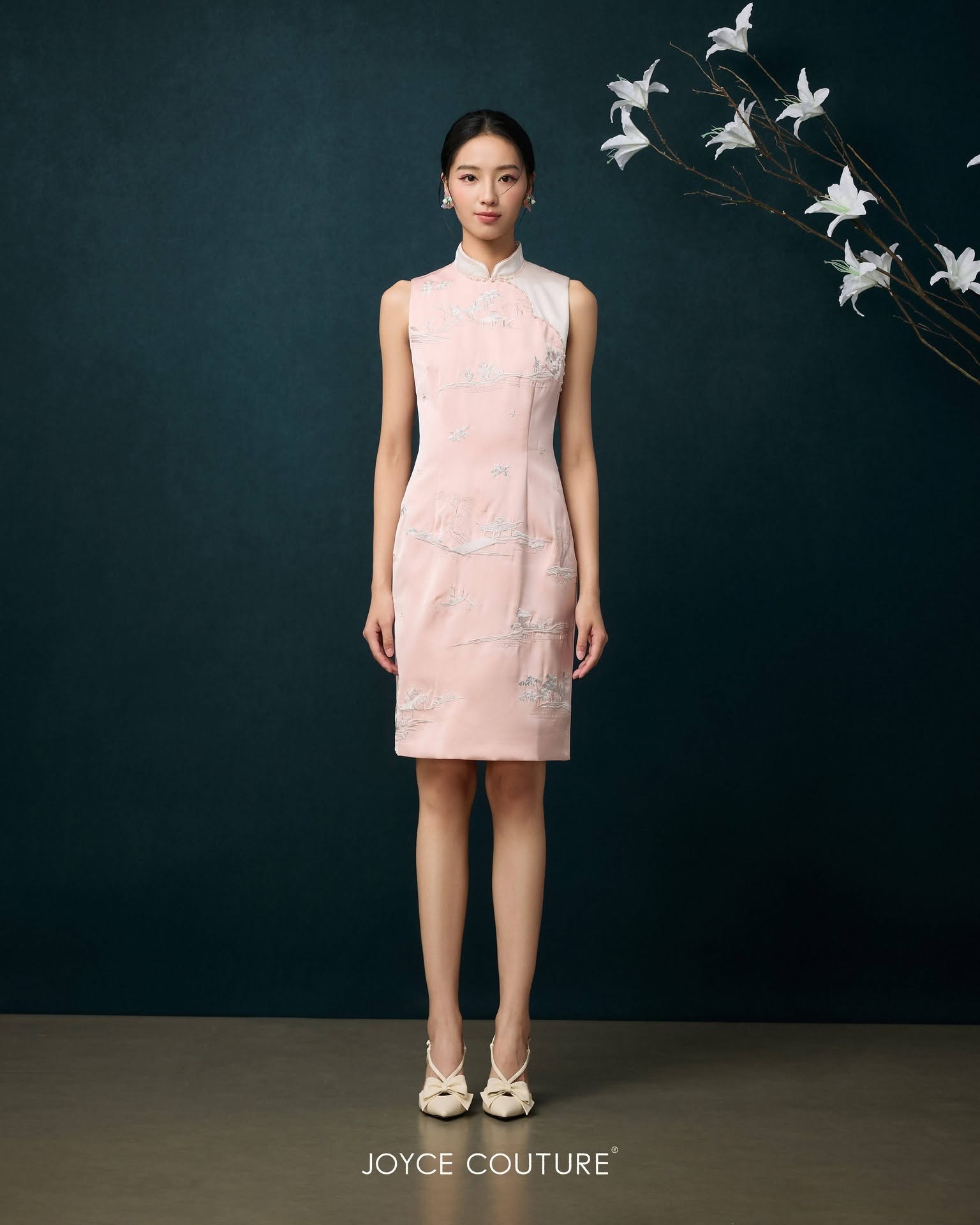 东方水墨刺绣旗袍 D0368