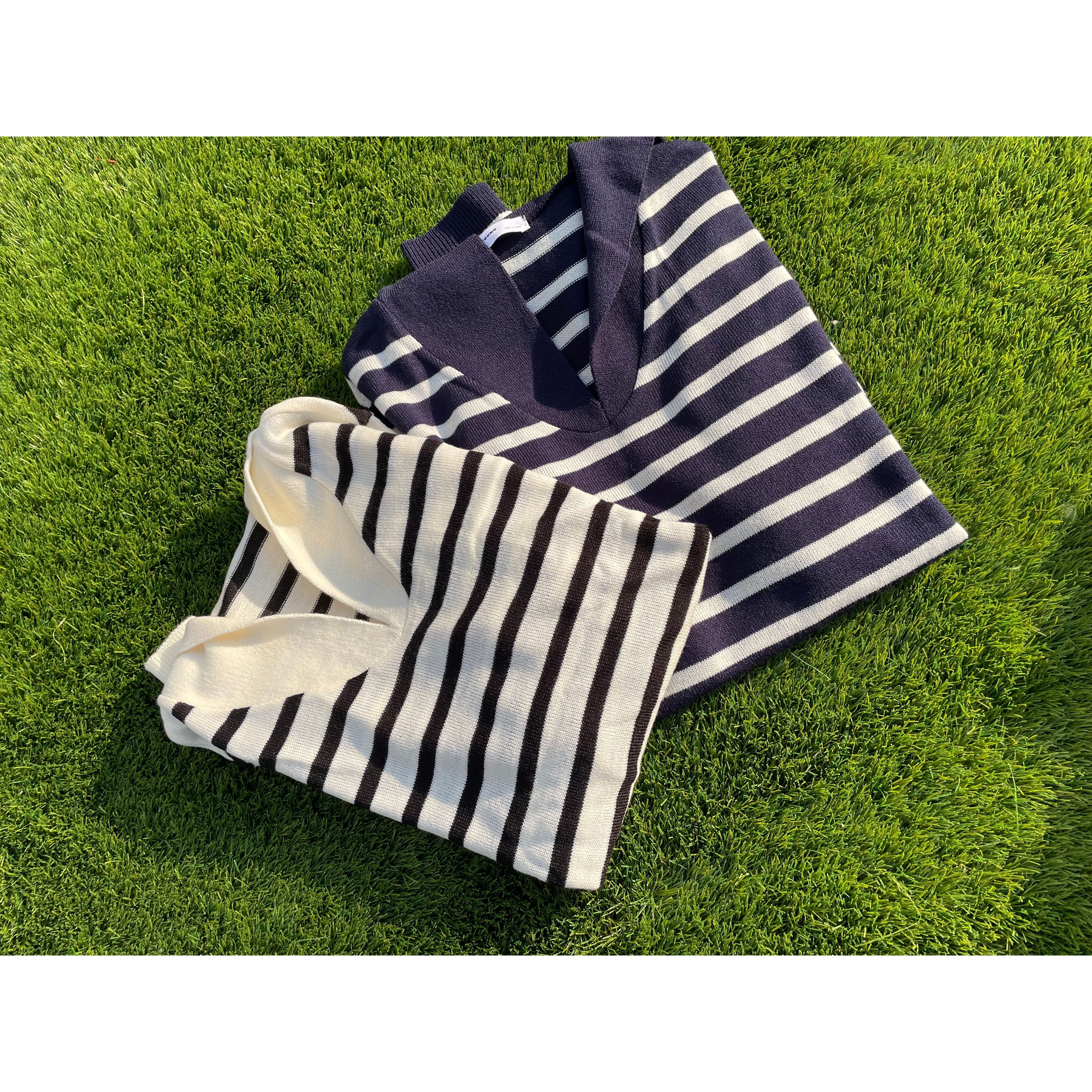 間條反領薄針織