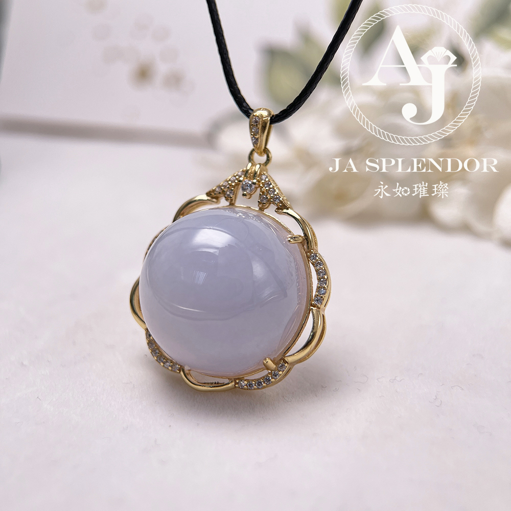 JNS-44 天然翡翠A 冰潤紫羅蘭大蛋面厚莊吊墜