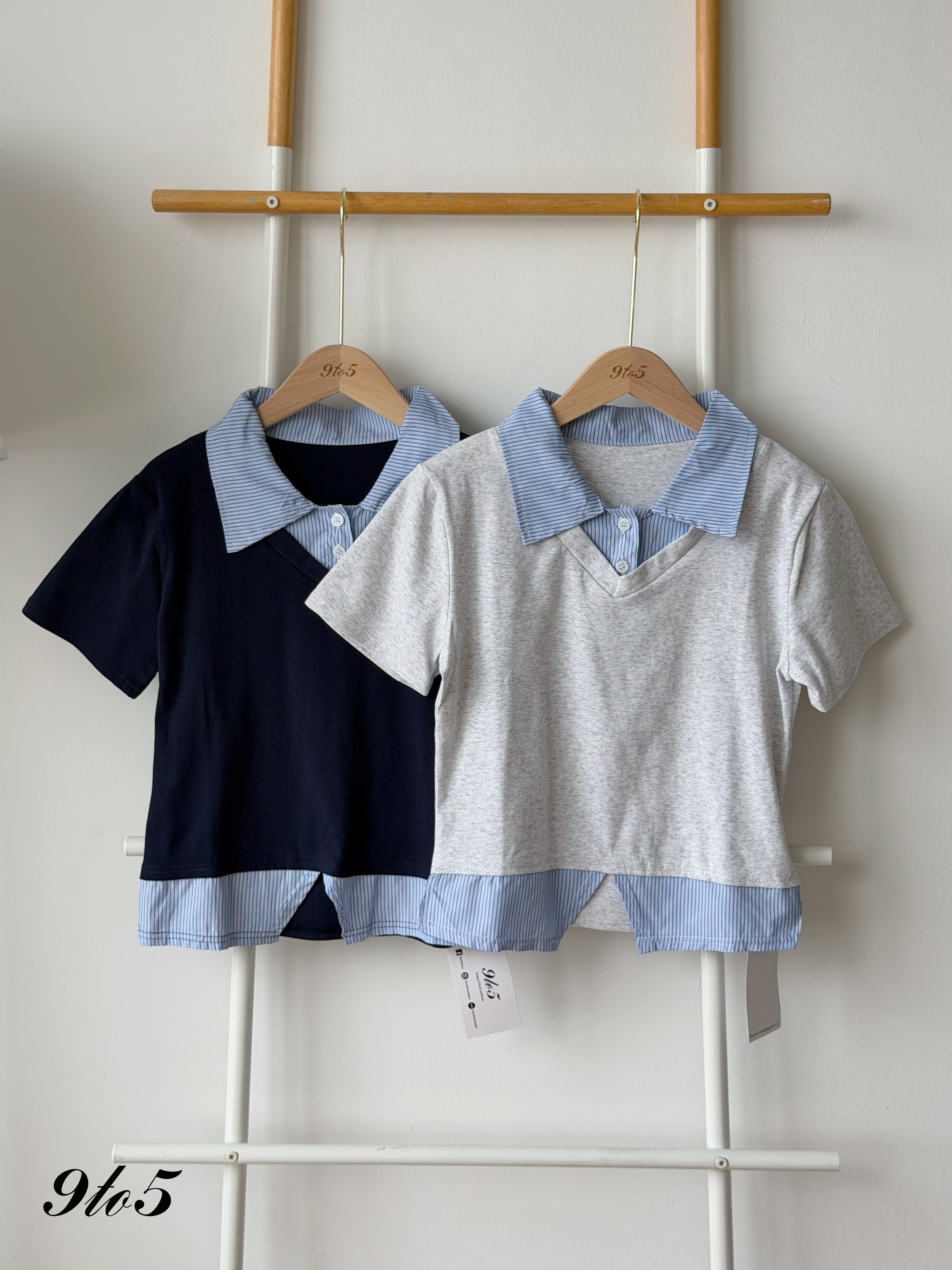 T4527 Fake Two-Pieces Shirt - 3 Colors 