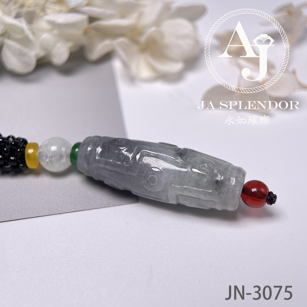 JN-3073，3074 天然翡翠A玉  九眼天珠形路路通