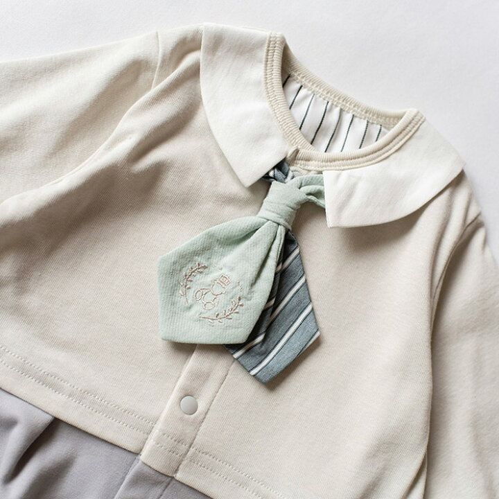 🌸預訂 日本直送🌸🇯🇵Mocmof三色假兩件小熊刺繡領巾禮服長袖連身服