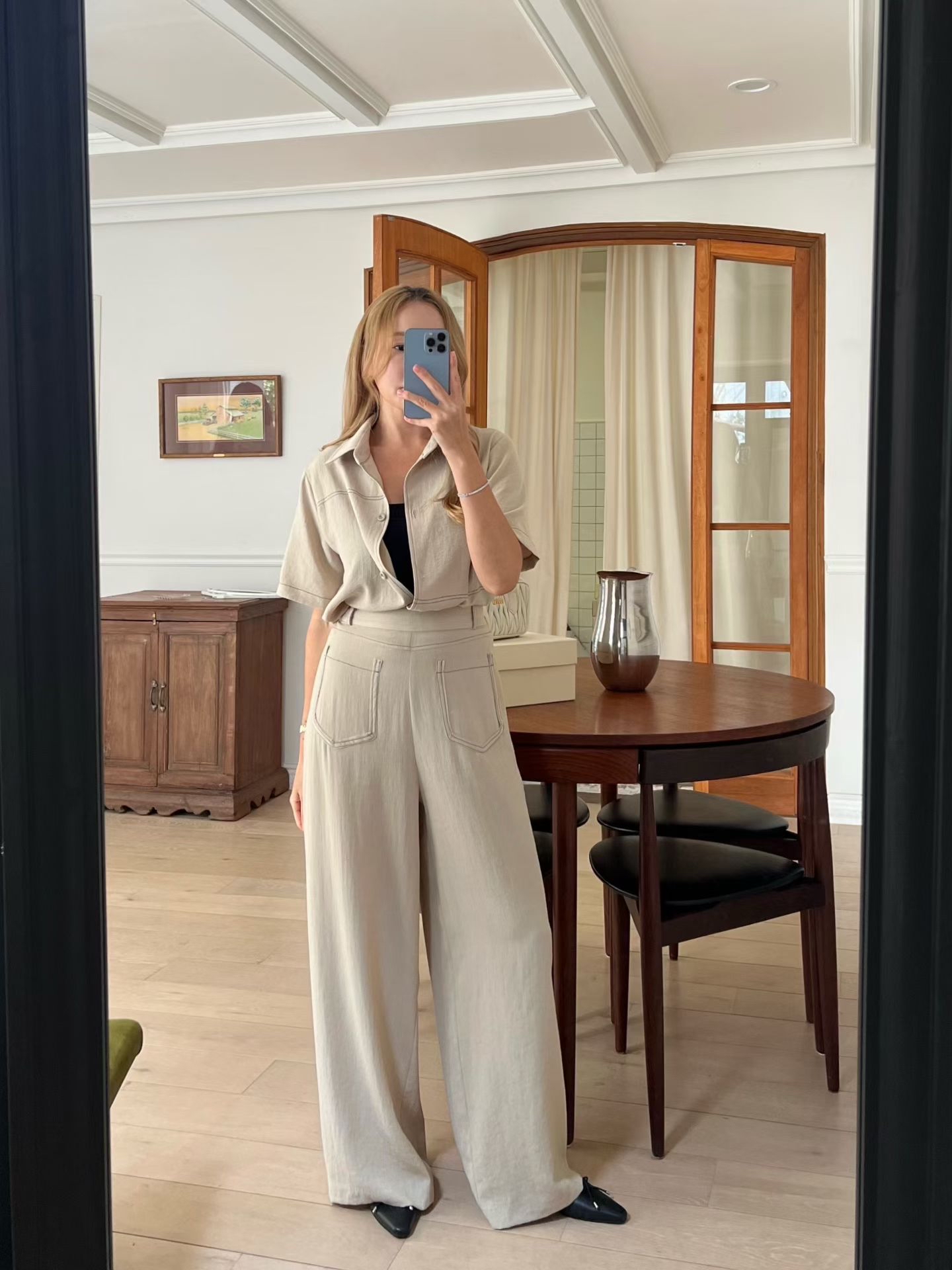 B5 高腰口袋垂墜寬褲