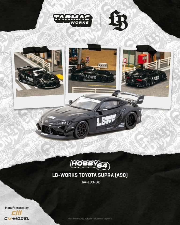 （預訂 Pre Order) Tarmac Works ( T64-109-BK ) LB-WORKS TOYOTA SUPRA (A90) Black