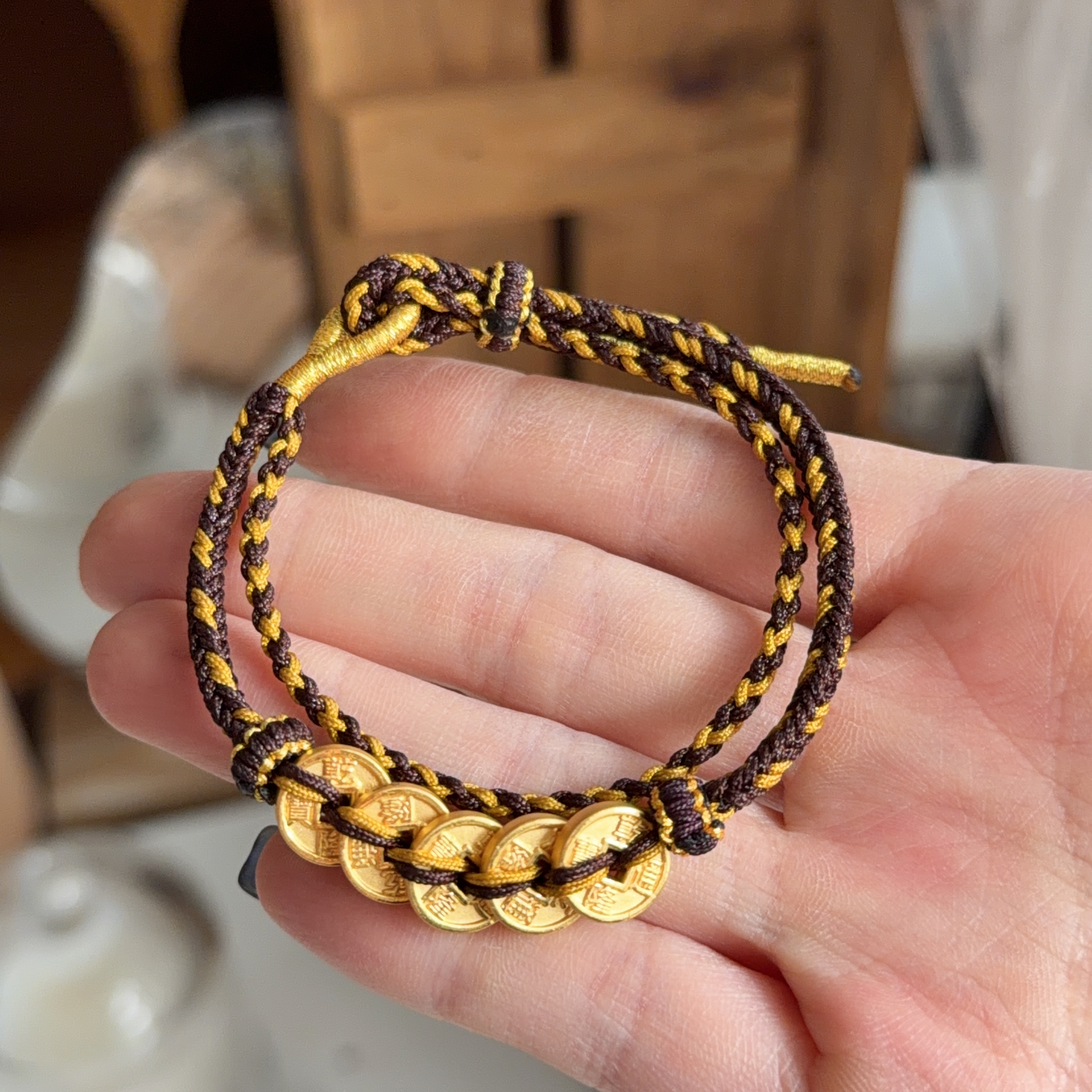 999硬金五帝幣手繩