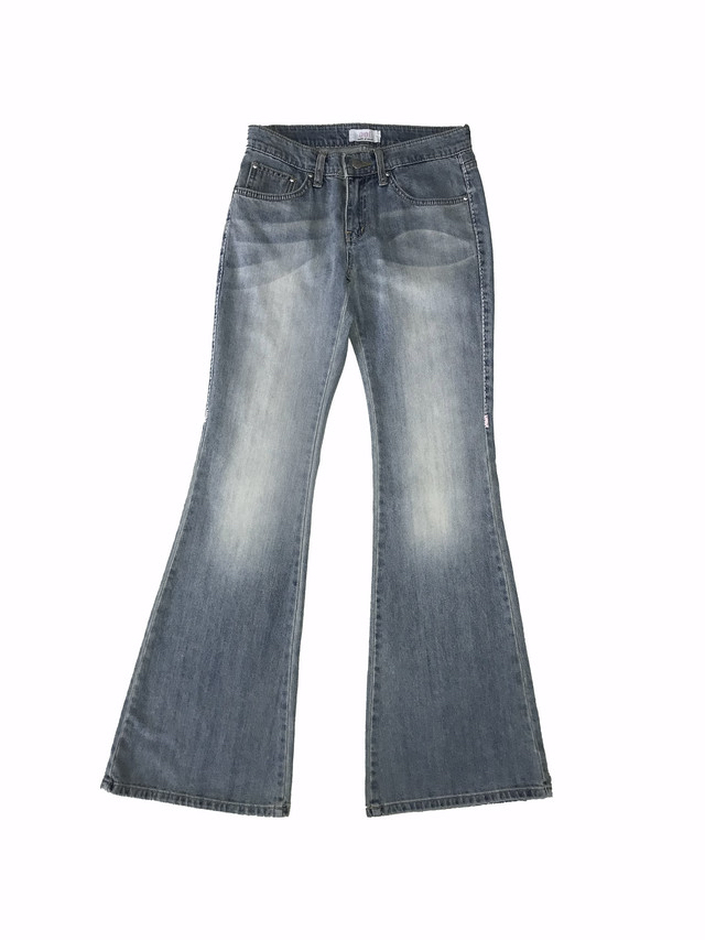 Pink-Stitched Low-Rise Bootcut Pants