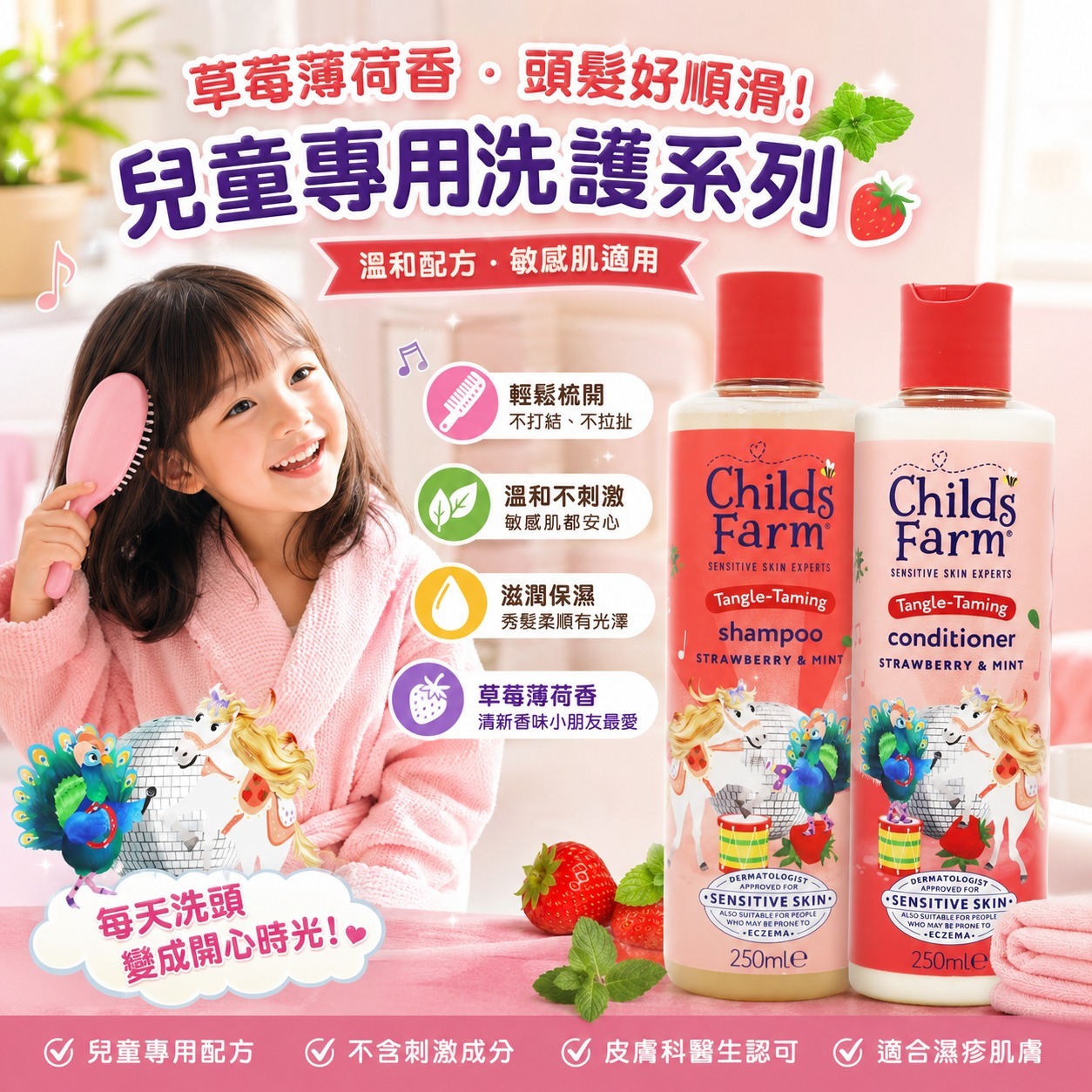 【預訂】英國 Childs Farm 草莓薄荷護理系列 250ml