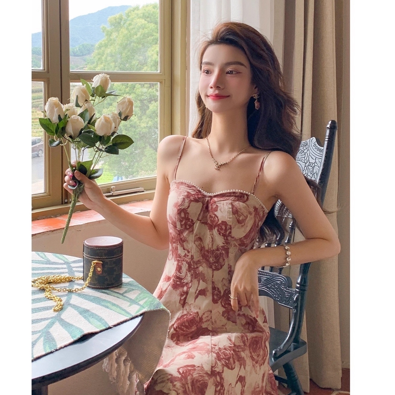 DR452玫瑰法式连衣裙