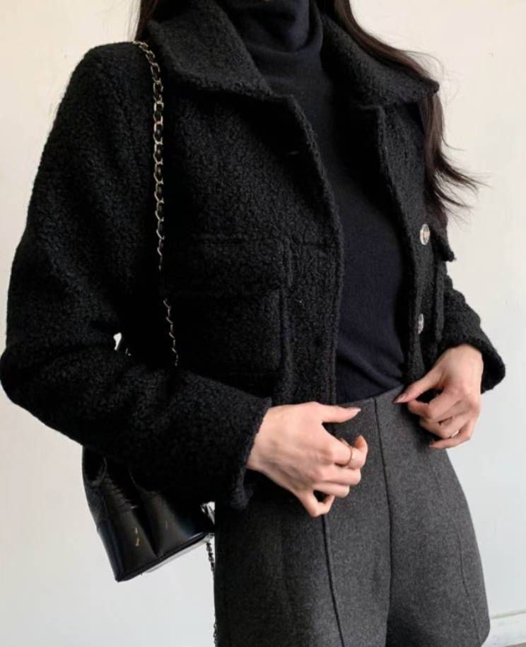 【韓感滿滿】羊羔絨翻領口袋外套