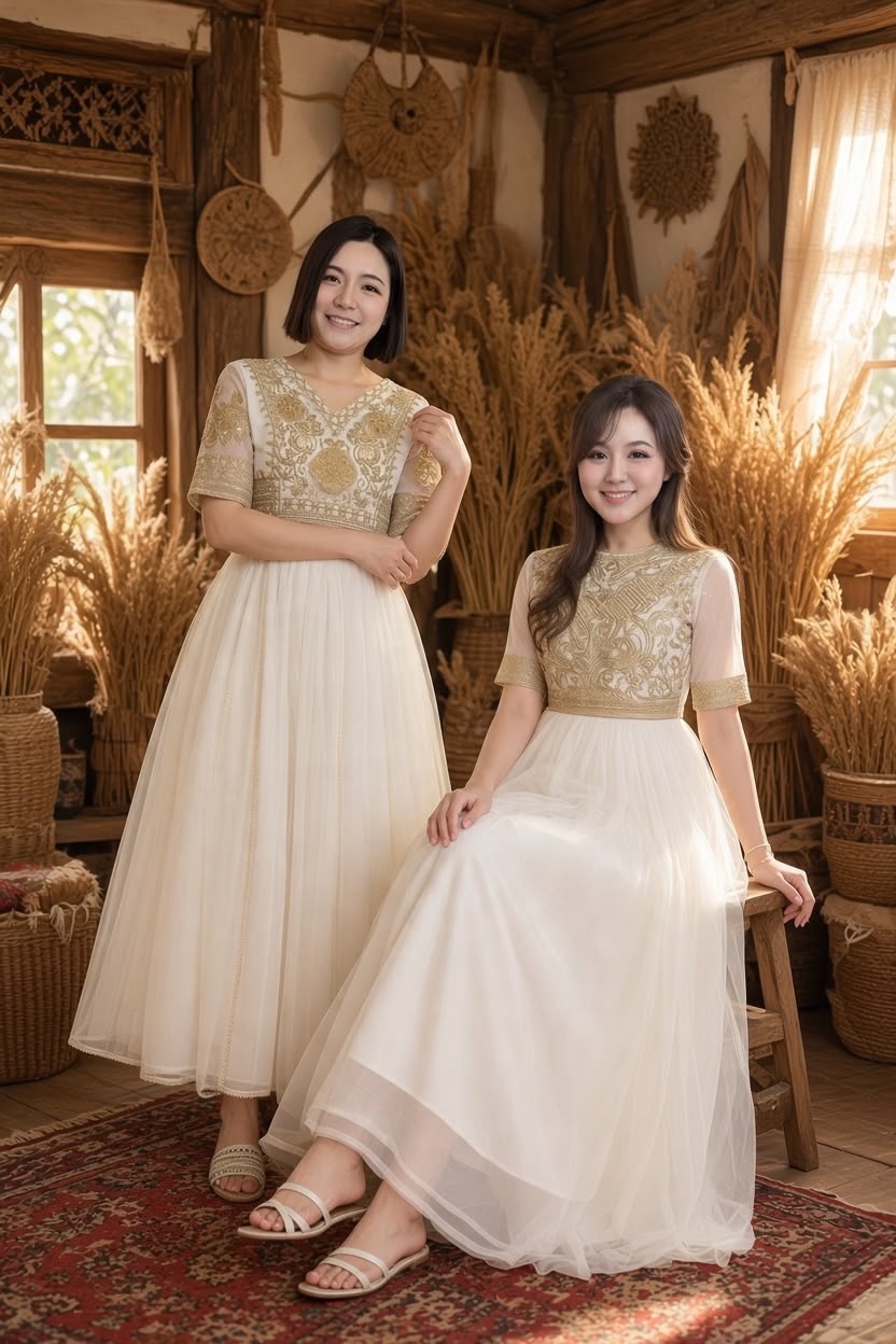3528 White Chiffon Greek Theme Golden OP